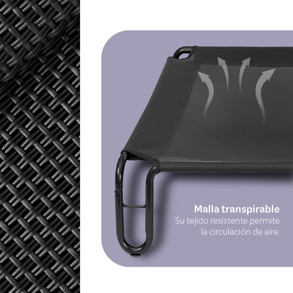 Foto 7 pulgar | Cama Elevada Para Perro, Mascotas Esquimal Grande Negro Con Malla Transpirable