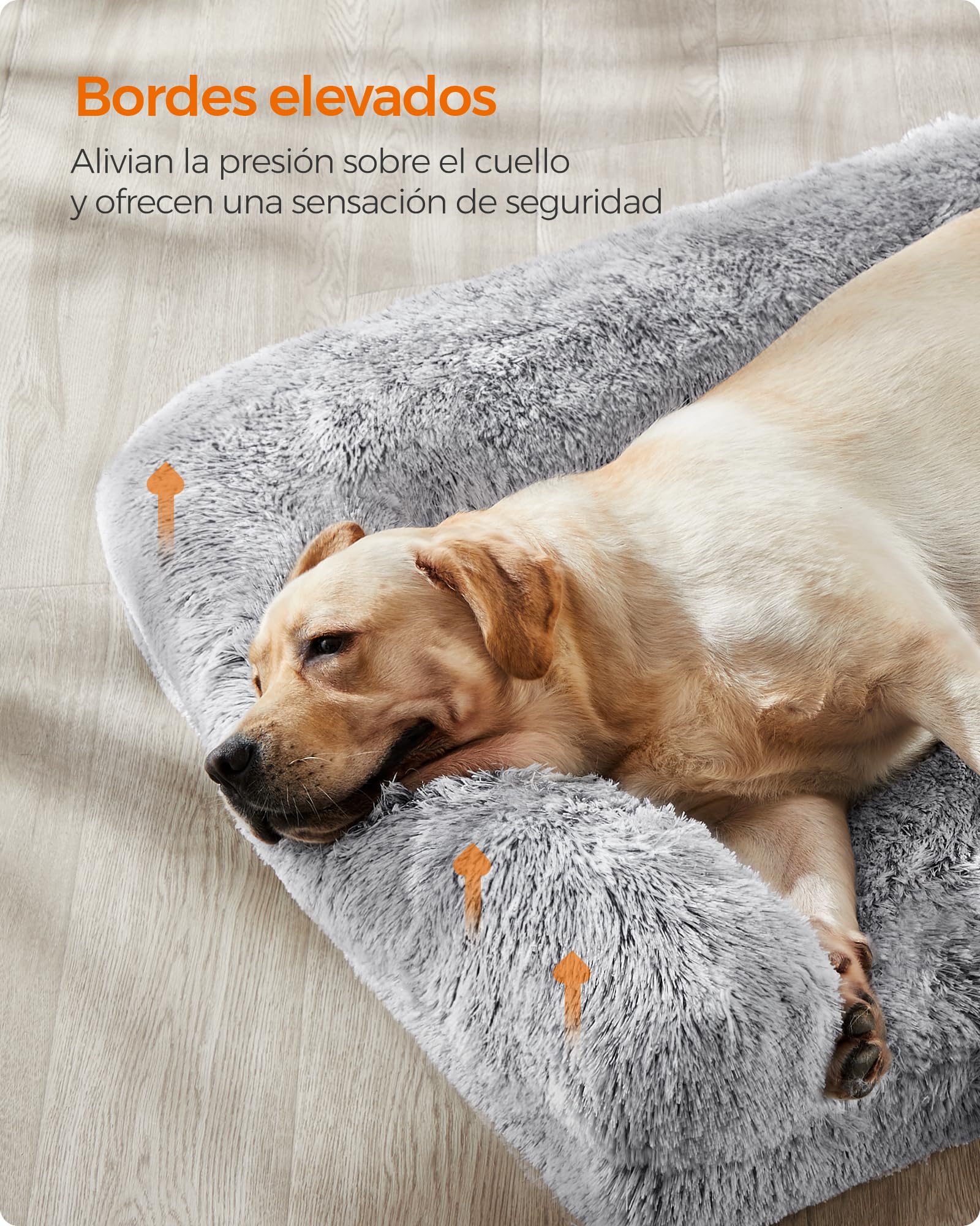 Foto 4 pulgar | Cama Feandrea Para Perros Grandes, 122x85x24 Cm, Funda Lavable Y Extraíble, Gris Ombré.