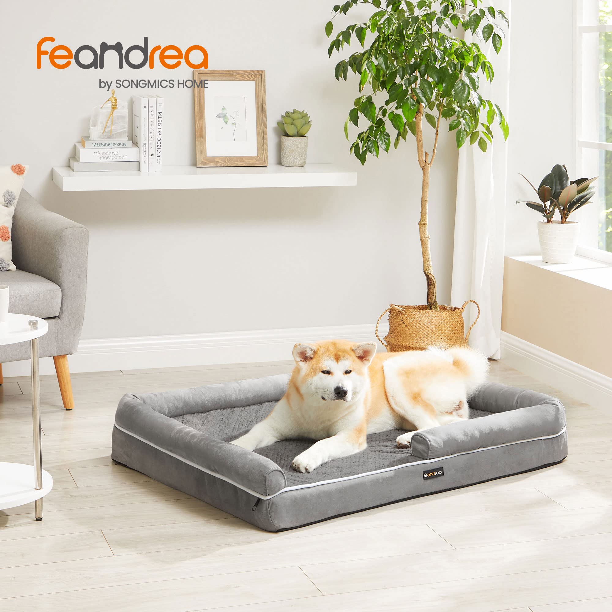 Foto 3 pulgar | Feandrea Cama Ortopédica Para Perros Grandes, Espuma Viscoelástica, Funda Lavable, Antideslizante, 44x34x10'', Gris