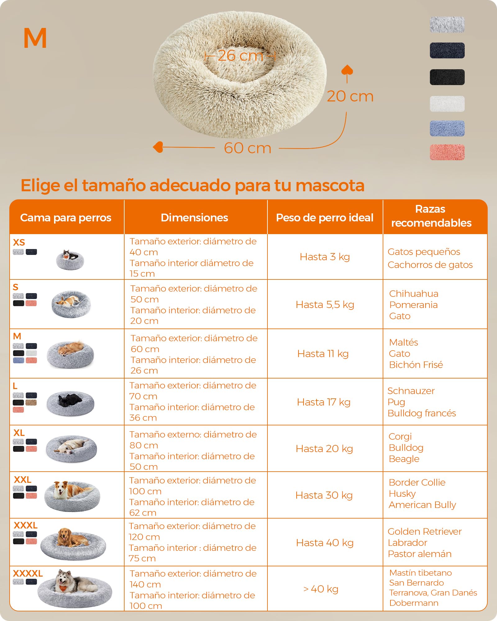 Foto 6 pulgar | Cama para Mascotas Feandrea para Perros y Gatos Pequeños 60 cm de Diámetro
