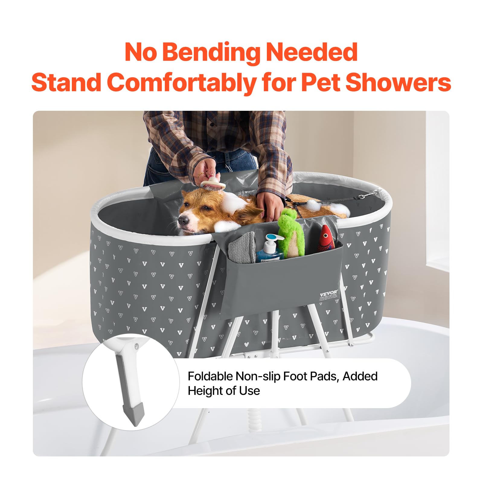 Foto 4 pulgar | Bañera Portátil Para Perros Vevor Elevada Y Plegable Gris - Venta Internacional.
