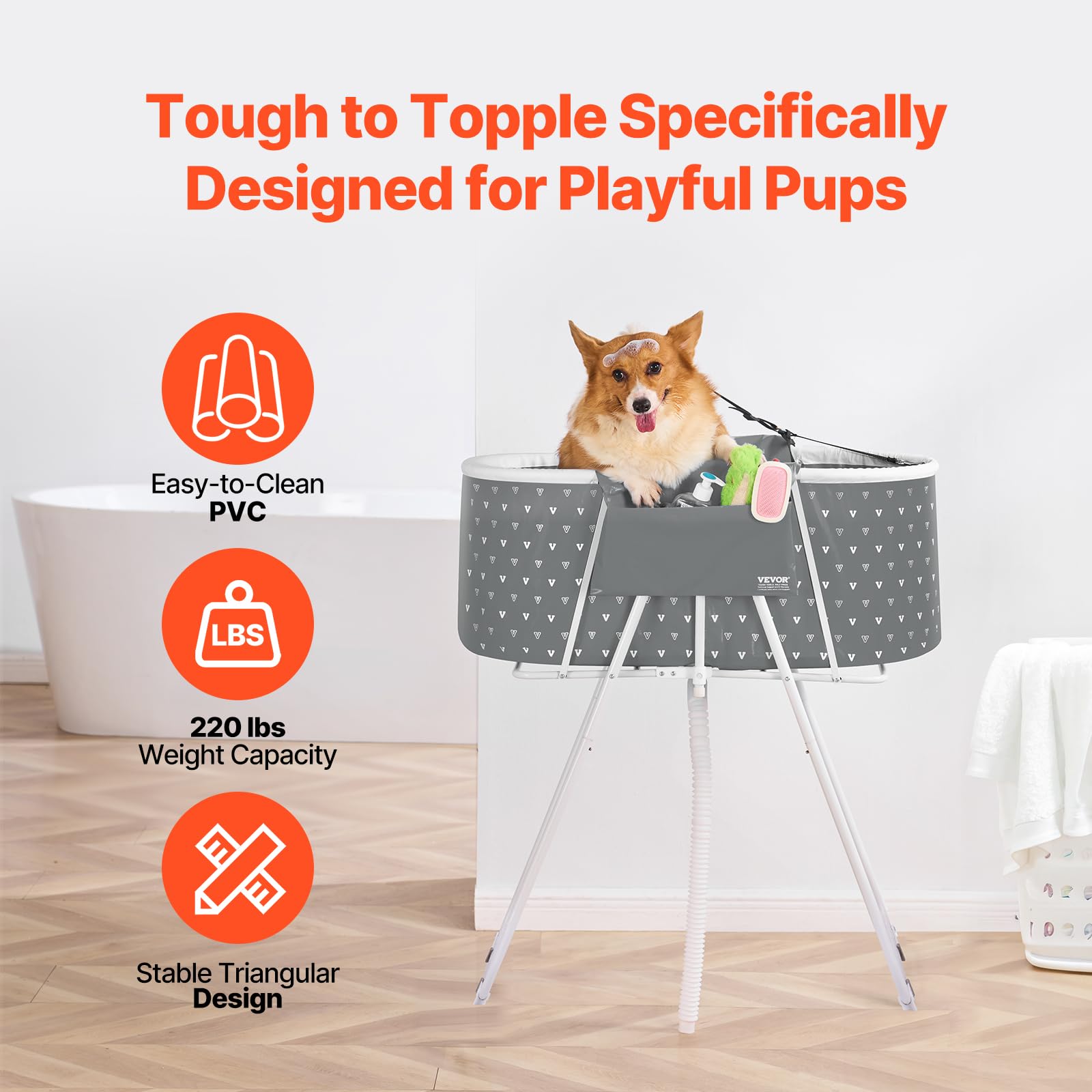 Foto 5 pulgar | Bañera Portátil Para Perros Vevor Elevada Y Plegable Gris - Venta Internacional.