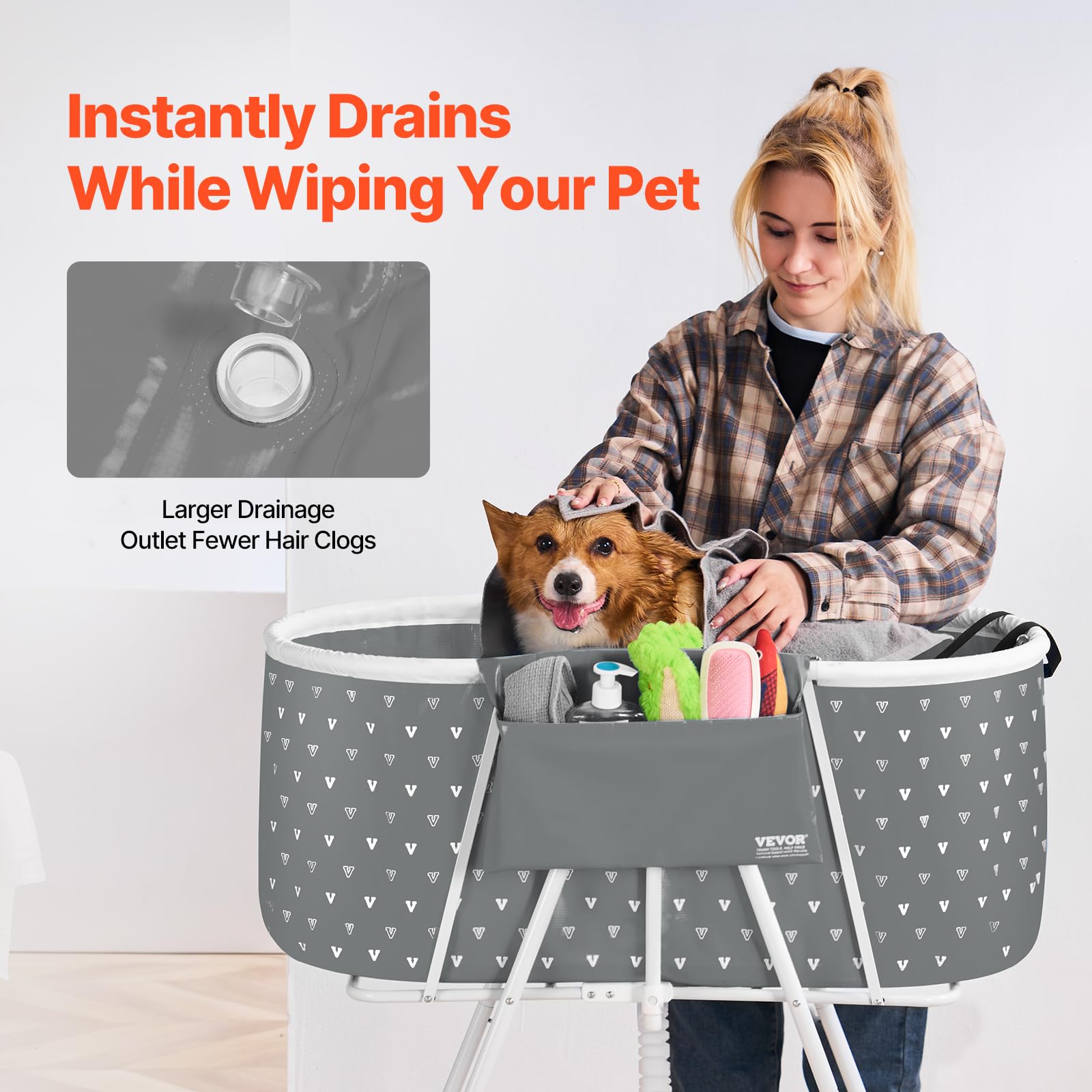 Foto 6 pulgar | Bañera Portátil Para Perros Vevor Elevada Y Plegable Gris - Venta Internacional.