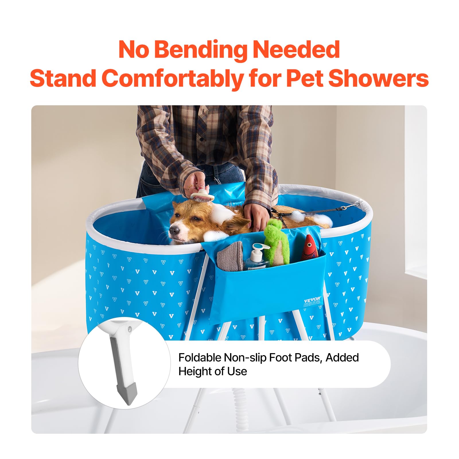 Foto 4 pulgar | Bañera Portátil Para Perros Vevor Elevada Y Plegable, Azul Claro - Venta Internacional.