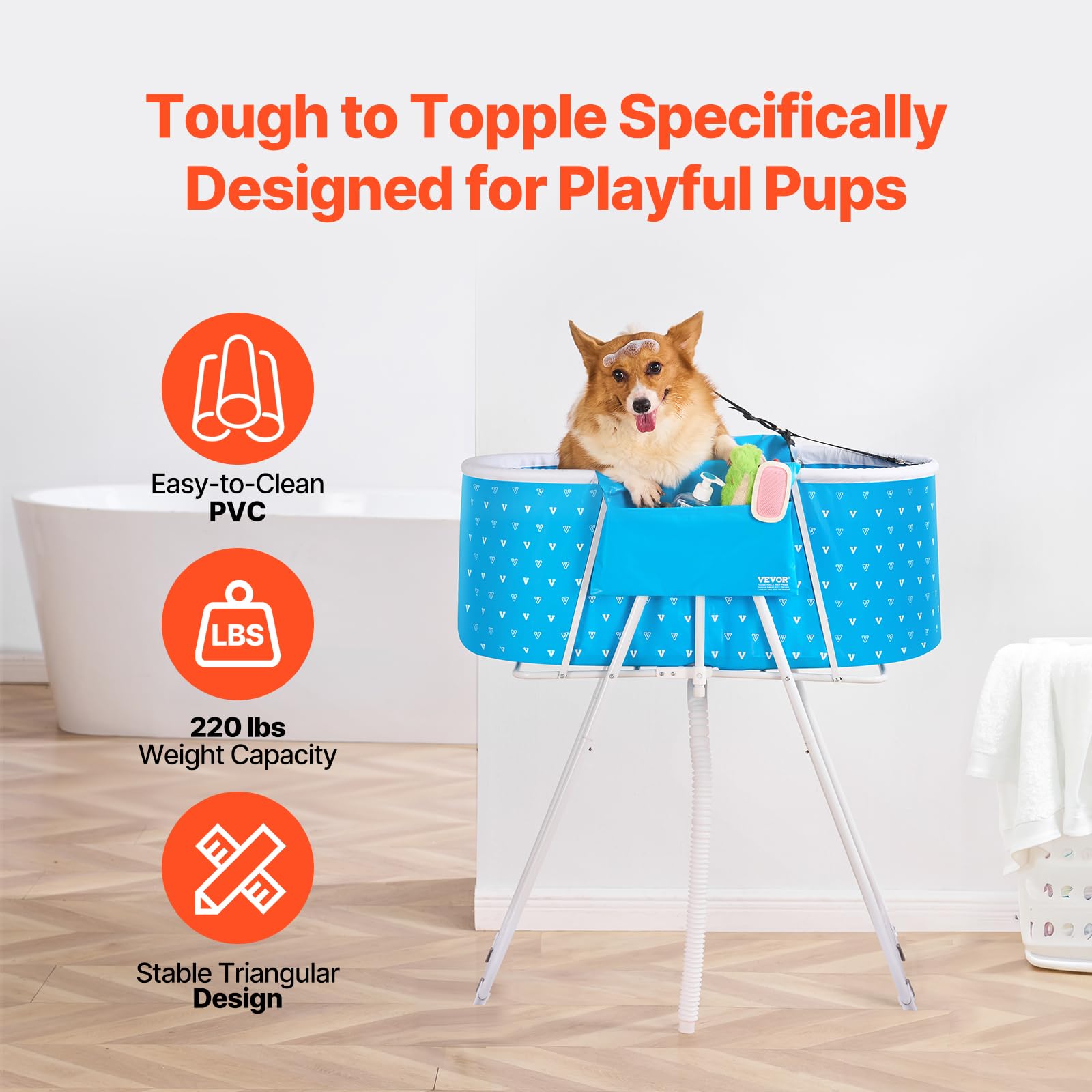 Foto 5 pulgar | Bañera Portátil Para Perros Vevor Elevada Y Plegable, Azul Claro - Venta Internacional.