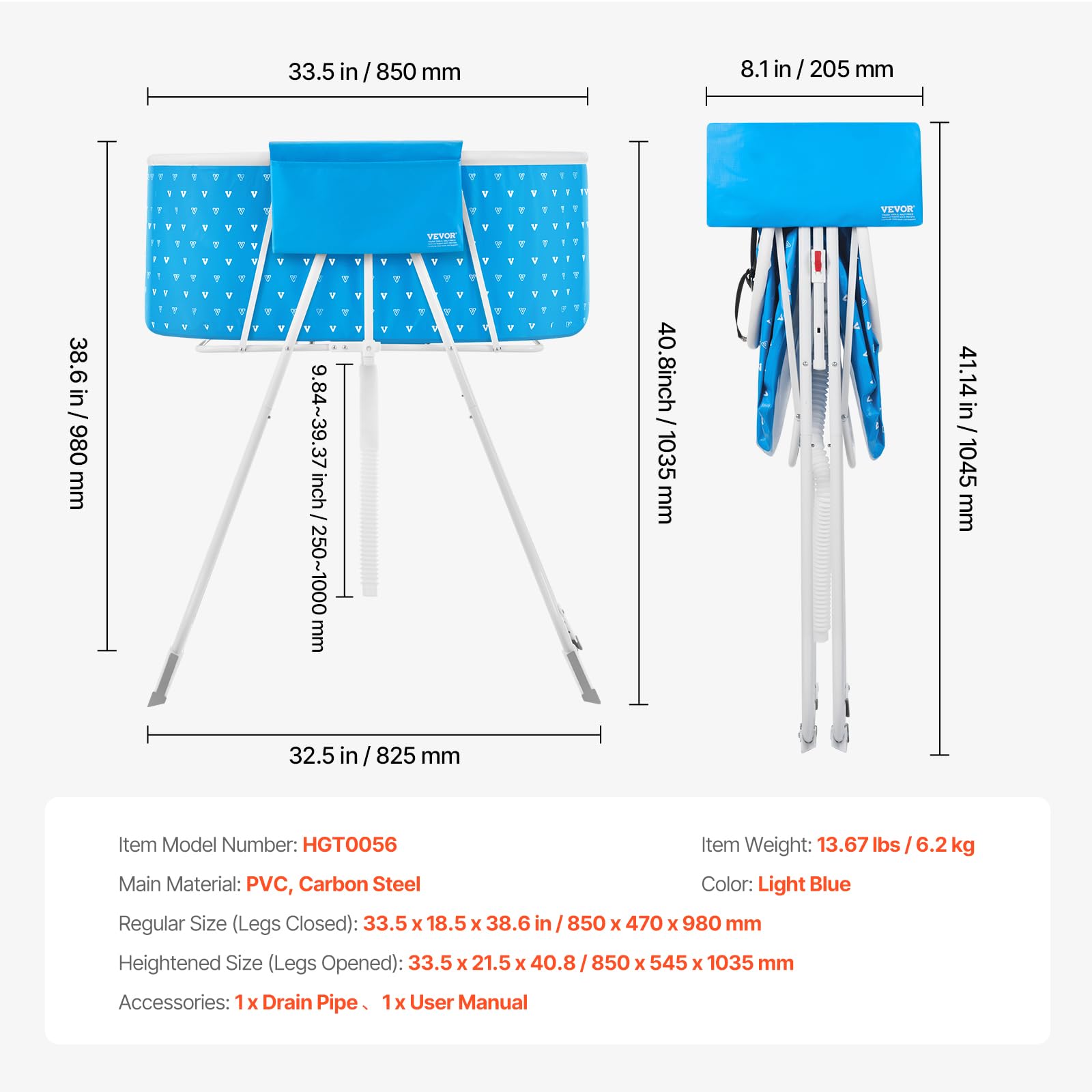Foto 8 pulgar | Bañera Portátil Para Perros Vevor Elevada Y Plegable, Azul Claro - Venta Internacional.