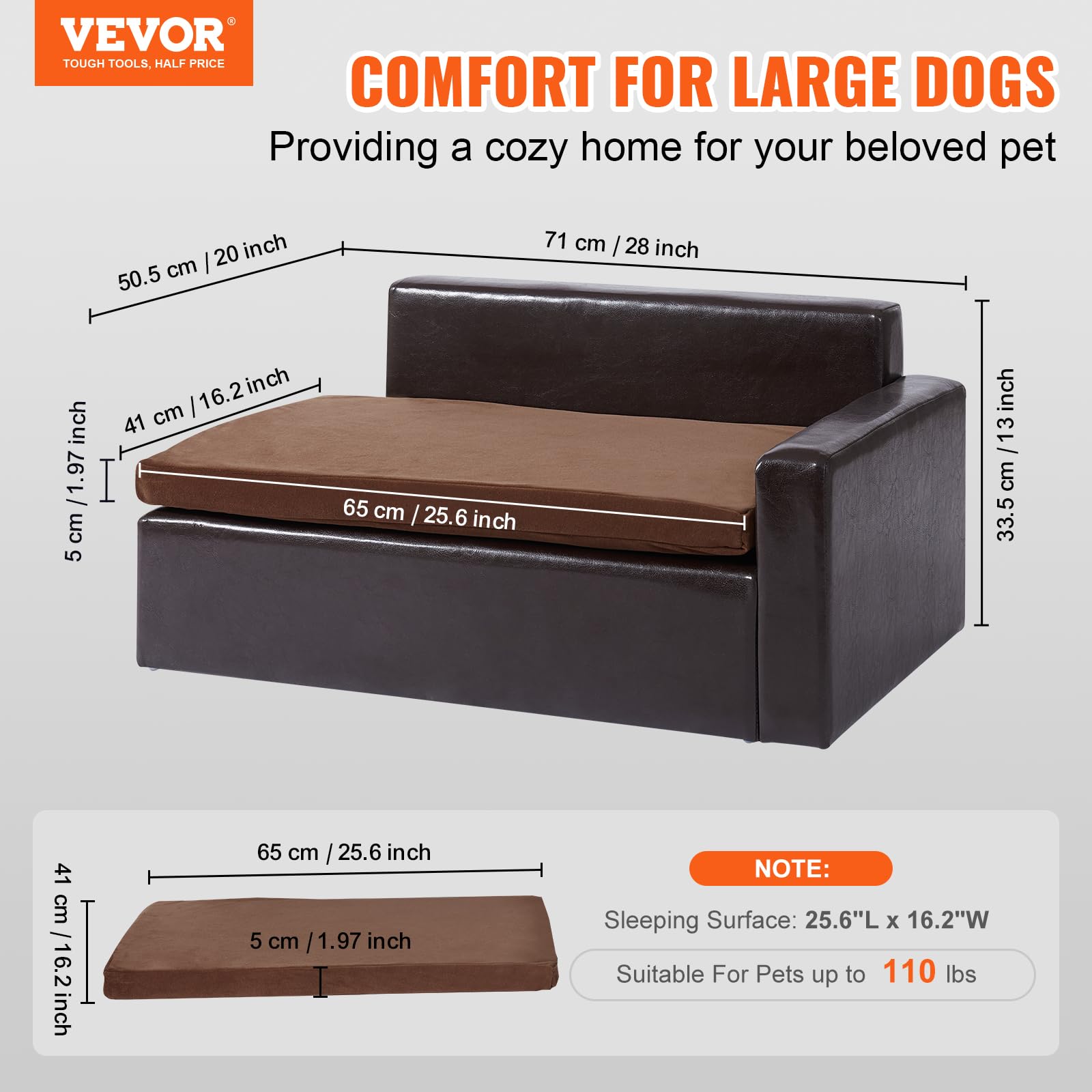 Foto 3 pulgar | Cama Para Perros Vevor Leather Para Perros De Tamaño Mediano, Lavable, Negra - Venta Internacional.