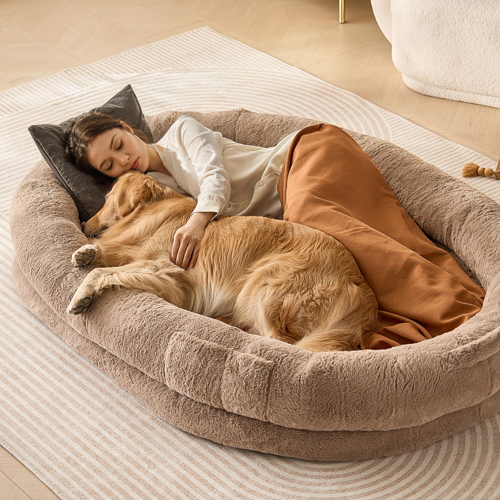 Foto 3 pulgar | Cama Para Perros Vevor, Tamaño Humano, 72 X 48 X 10 Cm, Con Funda Lavable, Color Marrón - Venta Internacional.
