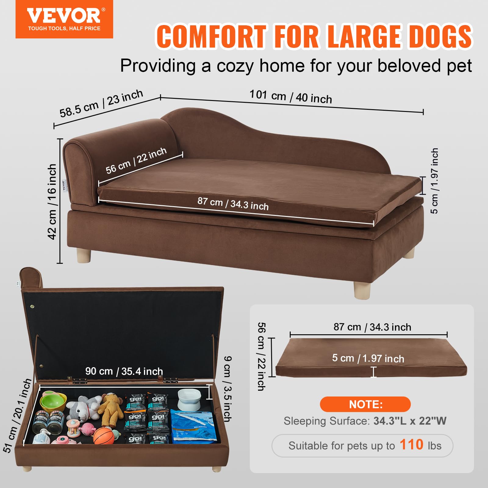 Foto 2 | Sofá Cama Vevor Para Mascotas, Tamaño Grande, Para Perros Y Gatos Pequeños, 27 Kg De Capacidad - Venta Internacional.