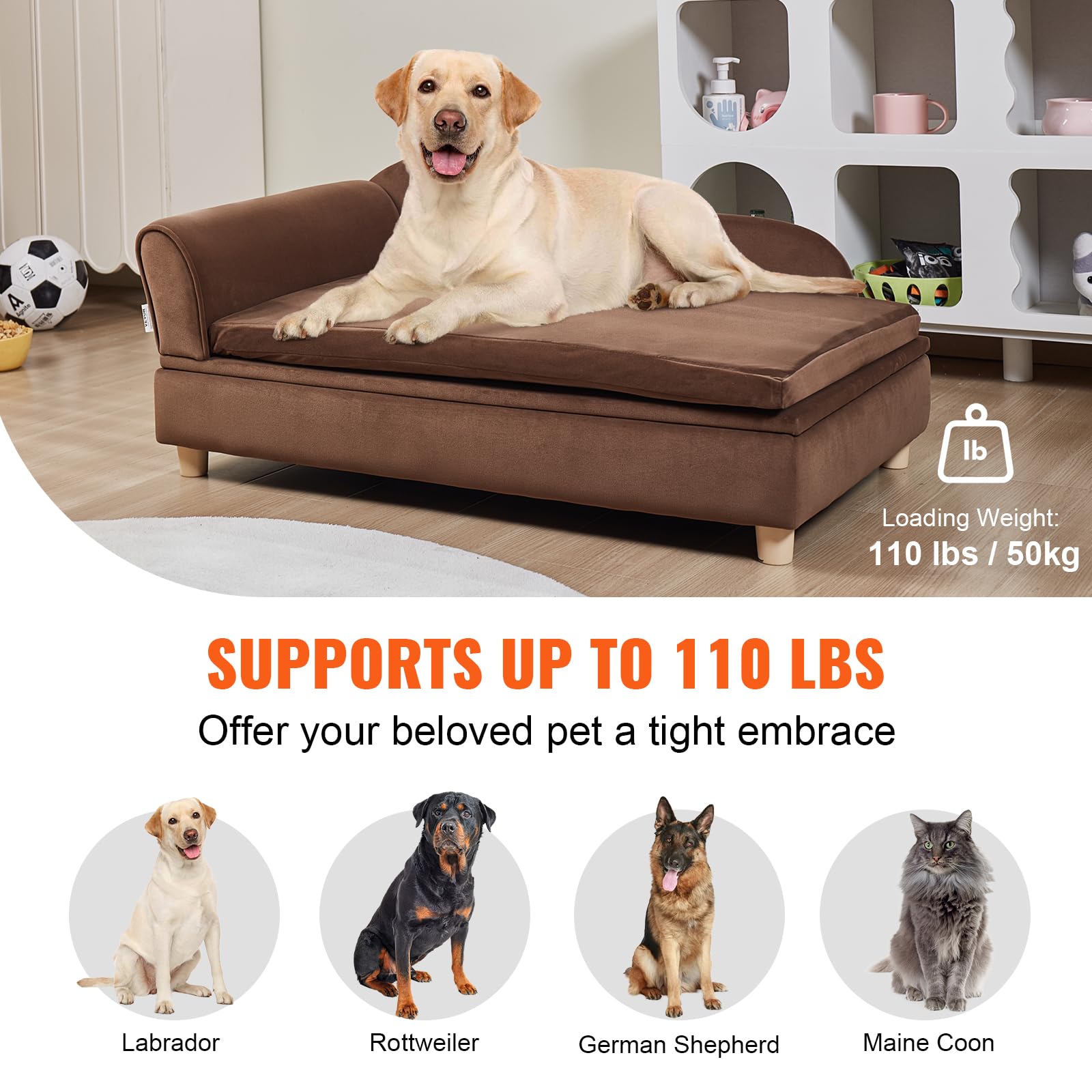 Foto 3 | Sofá Cama Vevor Para Mascotas, Tamaño Grande, Para Perros Y Gatos Pequeños, 27 Kg De Capacidad - Venta Internacional.