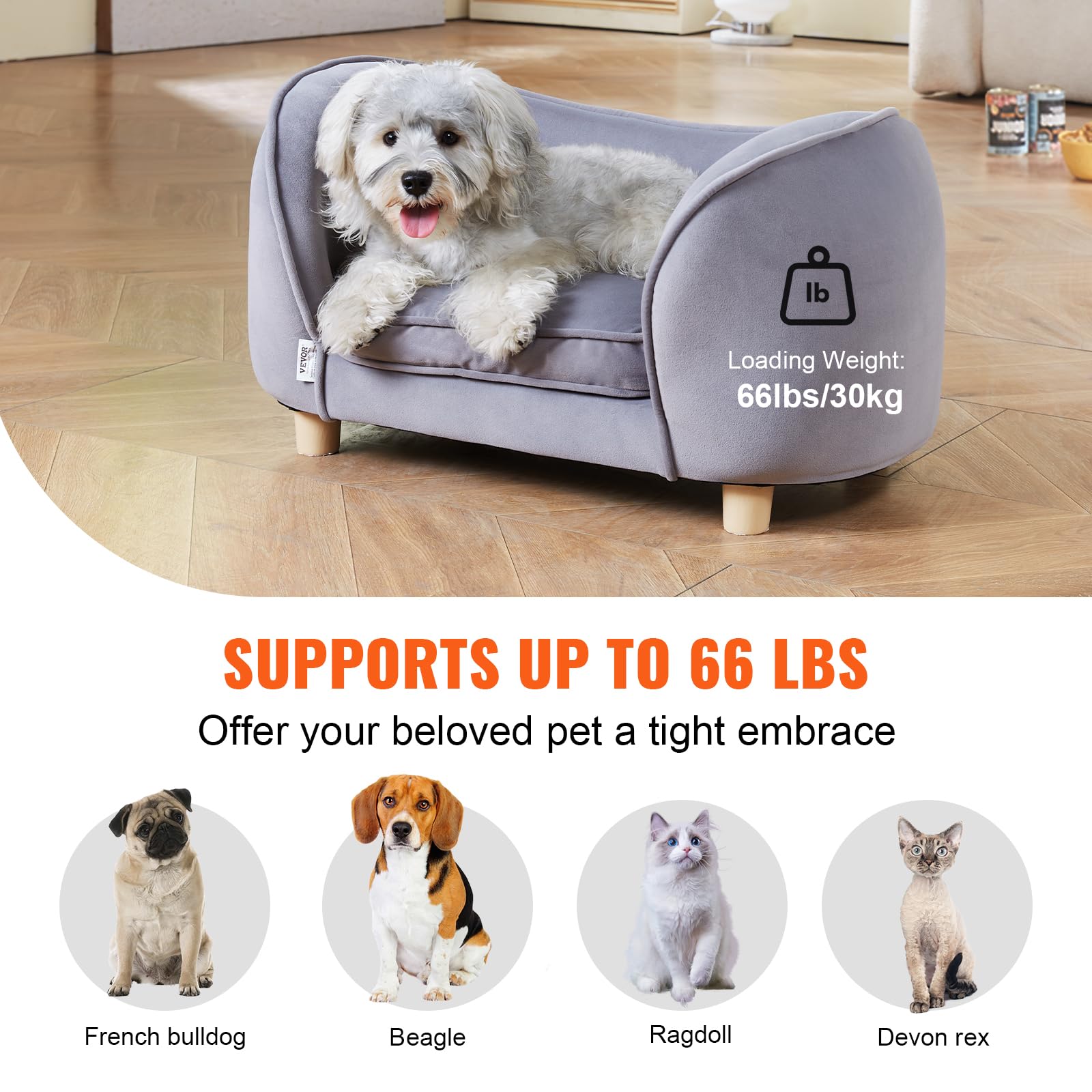 Foto 3 | Cama Para Perros Vevor, Sofá Para Perros Y Gatos Pequeños, Color Gris - Venta Internacional.