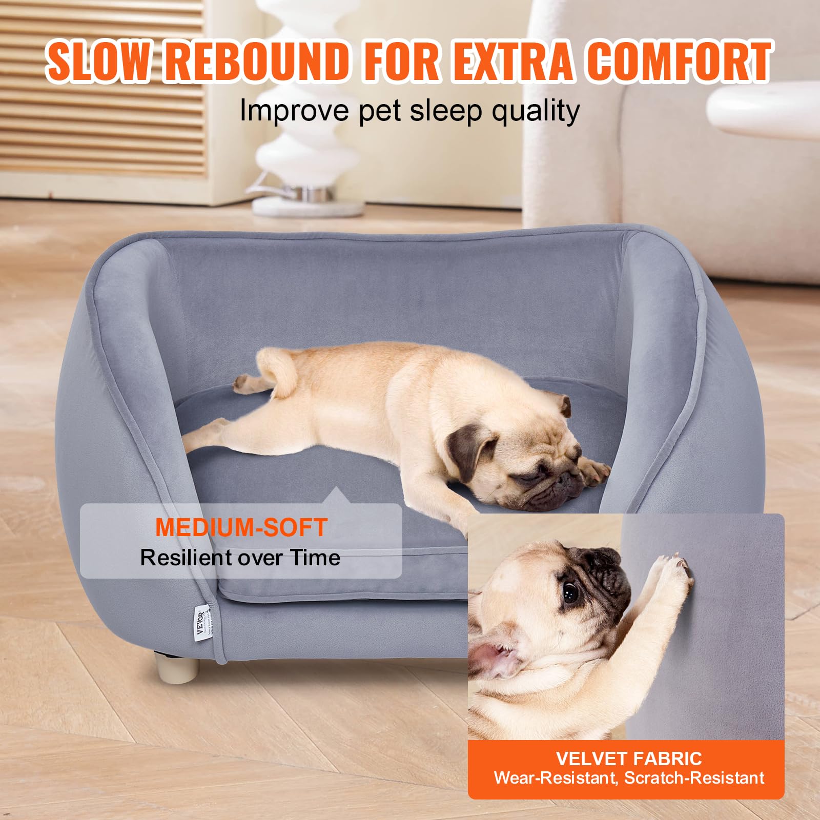 Foto 4 | Cama Para Perros Vevor, Sofá Para Perros Y Gatos Pequeños, Color Gris - Venta Internacional.