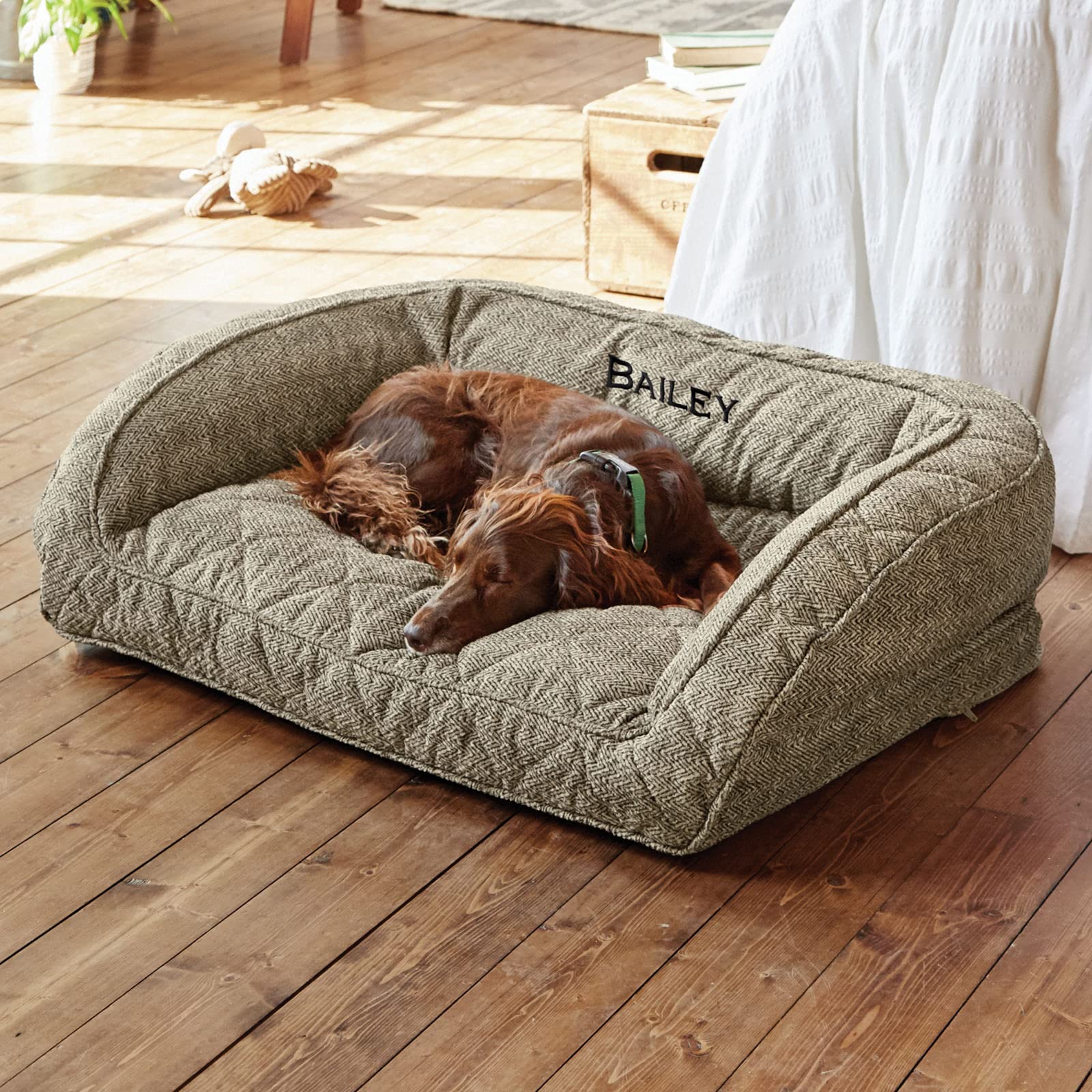 Cama Para Perros Orvis Comfortfill-eco Bolster De Felpa Rectangular, Grande - Venta Internacional.
