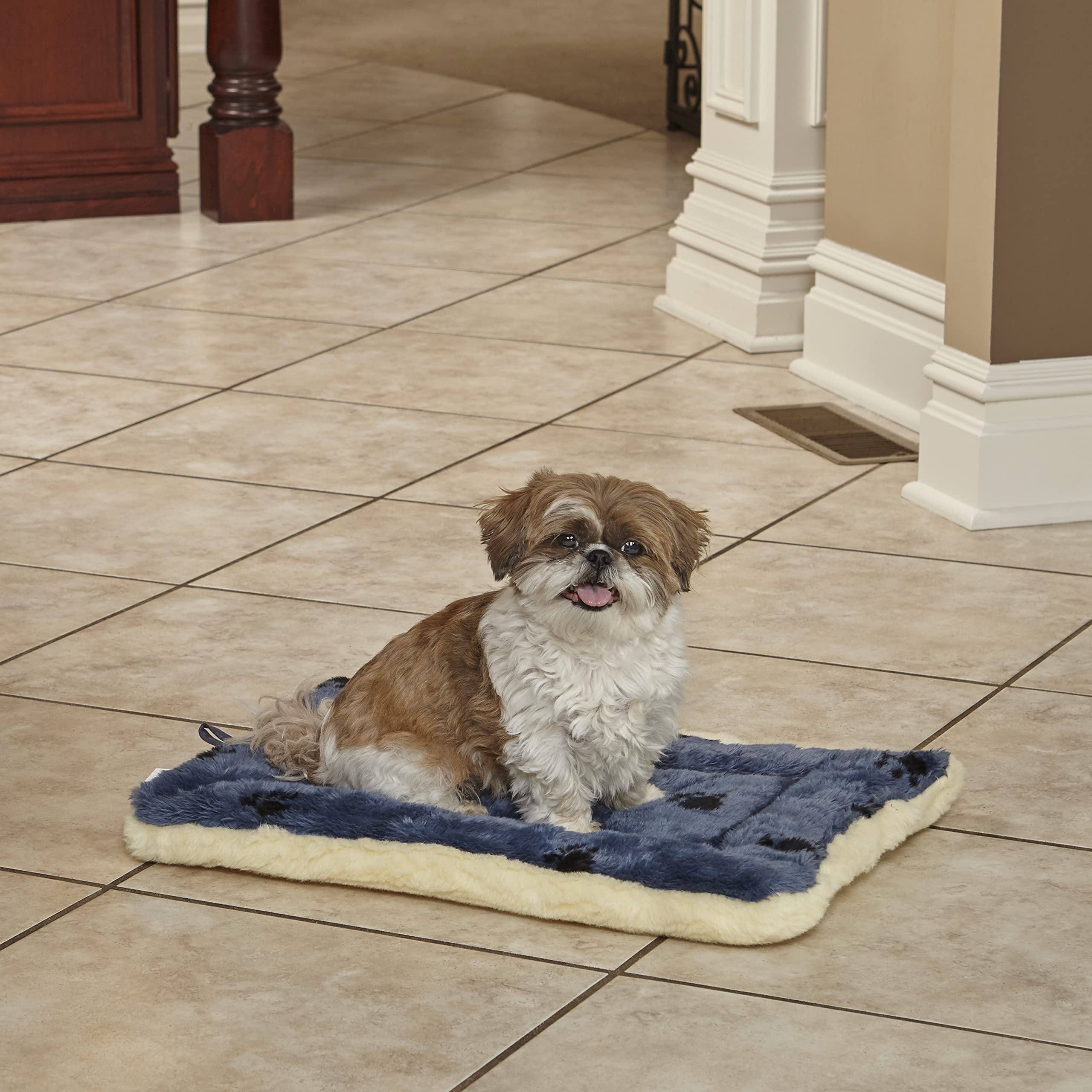 Foto 3 pulgar | Cama Para Mascotas Midwest Homes For Pets Reversible Con Estampado De Patas Azul/blanco - Venta Internacional.