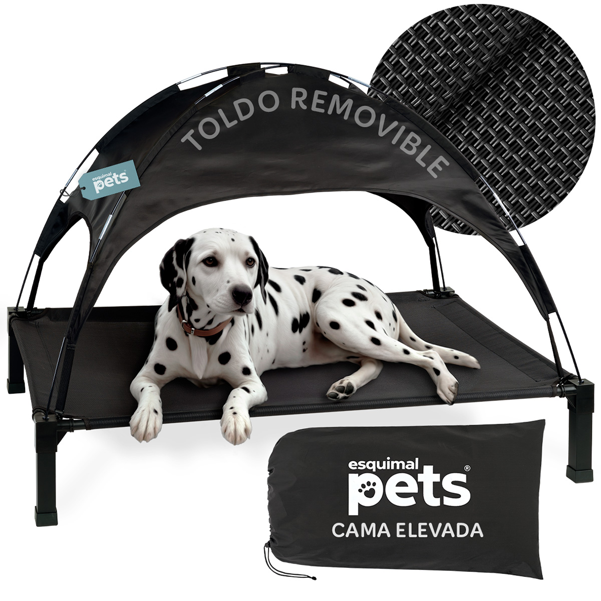 Foto 2 pulgar | Cama Elevada Para Perro, Mascotas Esquimal Con Toldo Impermeable Y Malla Transpirable, 129 X 91 X 97 Cm, Negro