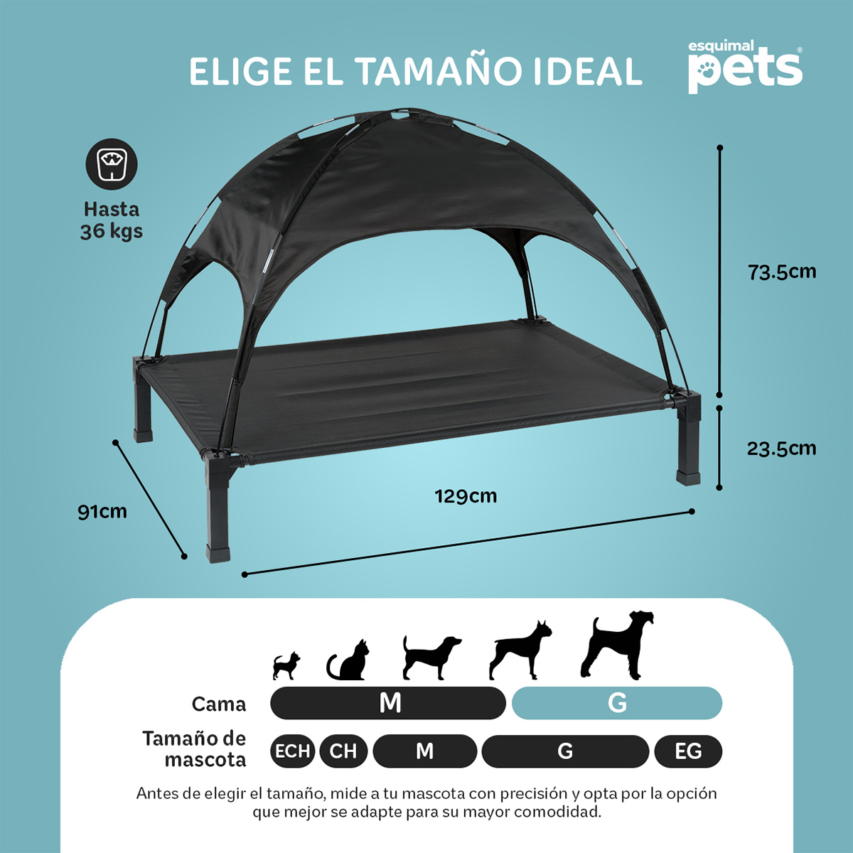 Foto 6 pulgar | Cama Elevada Para Perro, Mascotas Esquimal Con Toldo Impermeable Y Malla Transpirable, 129 X 91 X 97 Cm, Negro