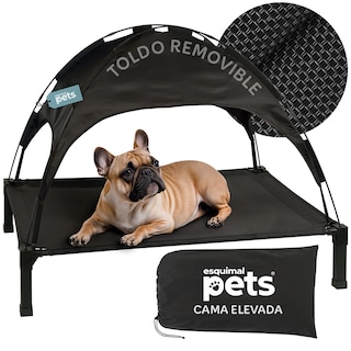 Foto 1 | Cama Elevada Para Perro, Mascotas Esquimal Con Toldo Impermeable Y Malla Transpirable, 106 X 76 X 88 Cm, Negro