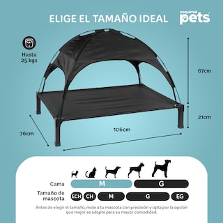 Foto 5 | Cama Elevada Para Perro, Mascotas Esquimal Con Toldo Impermeable Y Malla Transpirable, 106 X 76 X 88 Cm, Negro