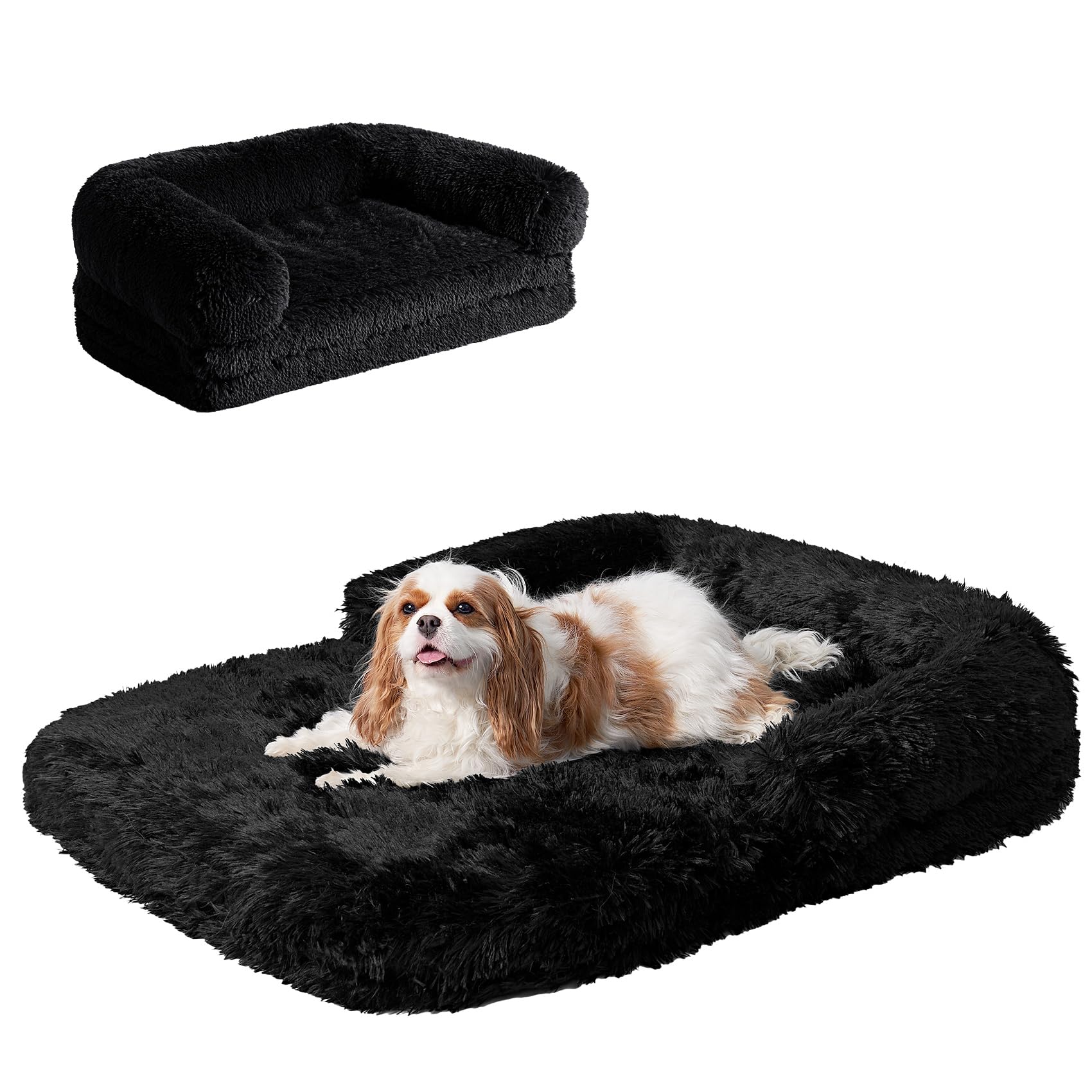 Foto 2 pulgar | Cama Para Perros Humanos Eheyciga, Plegable, Grande, Piel Sintética Negra, 40 X 30 X 6 Cm - Venta Internacional.