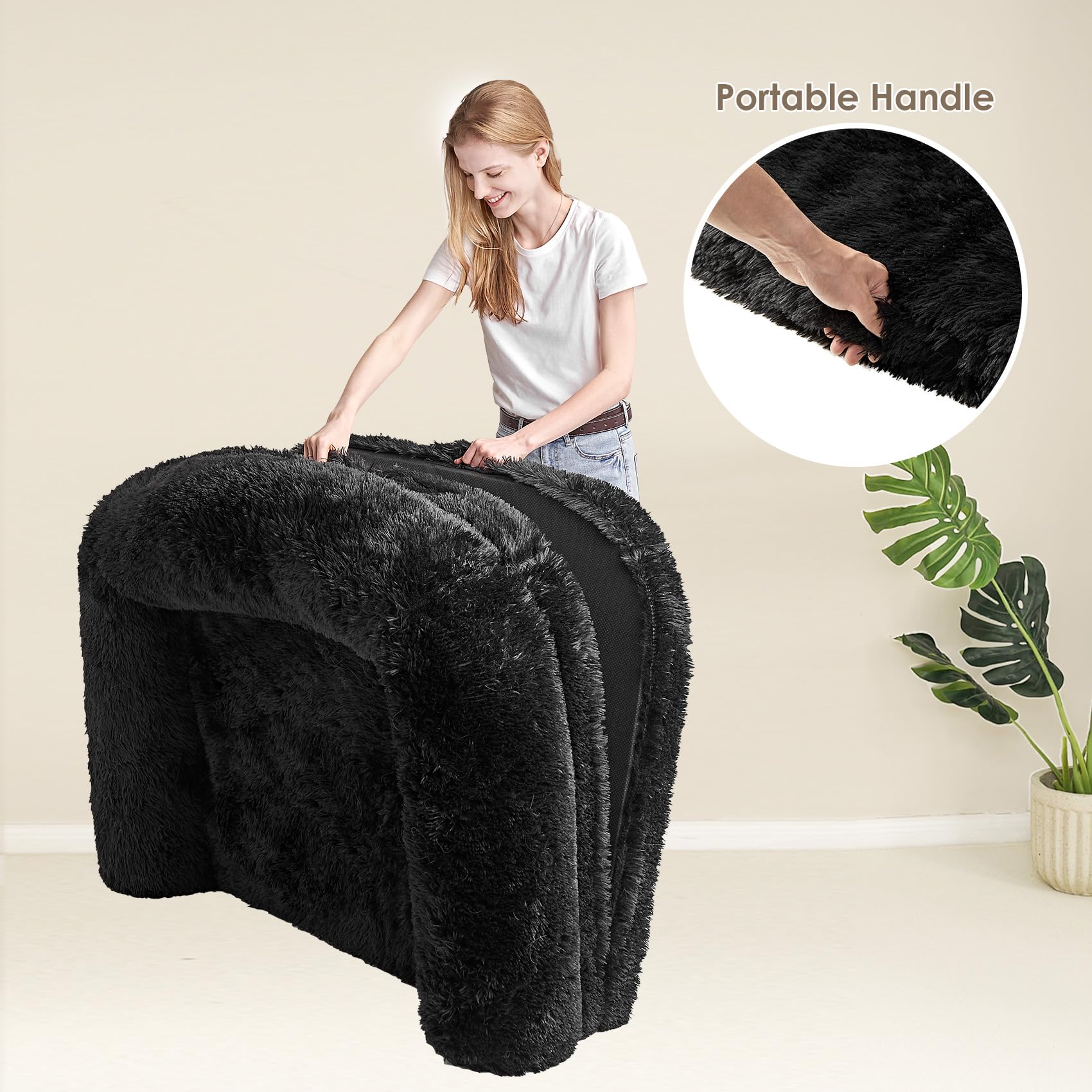 Foto 8 pulgar | Cama Para Perros Humanos Eheyciga, Plegable, Grande, Piel Sintética Negra, 40 X 30 X 6 Cm - Venta Internacional.