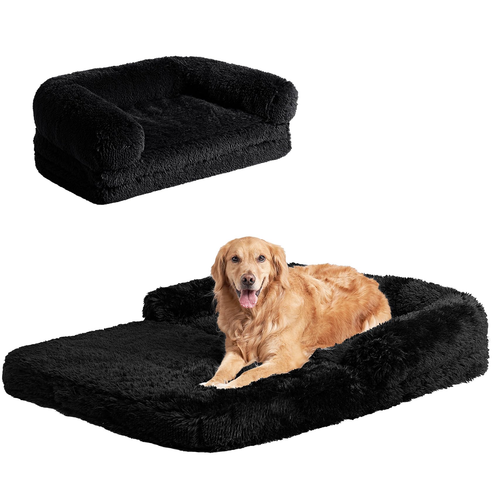 Cama Para Perros Eheyciga, Plegable, Xxl, De Piel Sintética Y Esponjosa Para Perros Grandes - Venta Internacional.