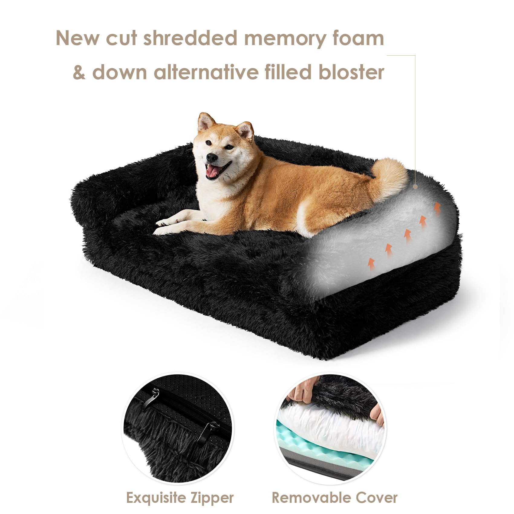 Foto 4 | Cama Para Perros Eheyciga, Plegable, Xxl, De Piel Sintética Y Esponjosa Para Perros Grandes - Venta Internacional.