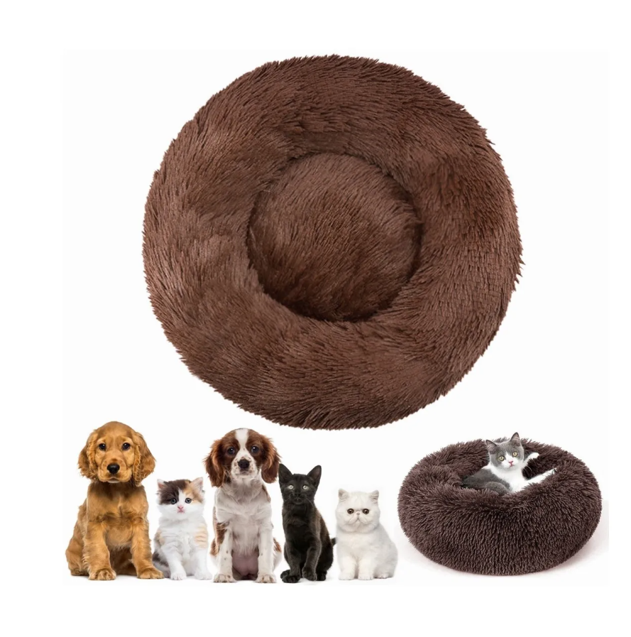 Cama De Felpa, Cama Para Perro Y Gato (diámetro 60cm Café)