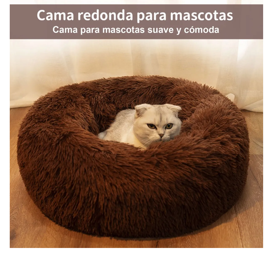 Foto 6 pulgar | Cama De Felpa, Cama Para Perro Y Gato (diámetro 60cm Café)