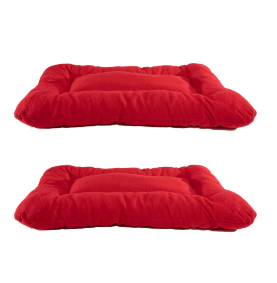 2 Camas Para Mascota Rectangular Suave - Polar - Lavable (2) Rojo Rectangular Suave