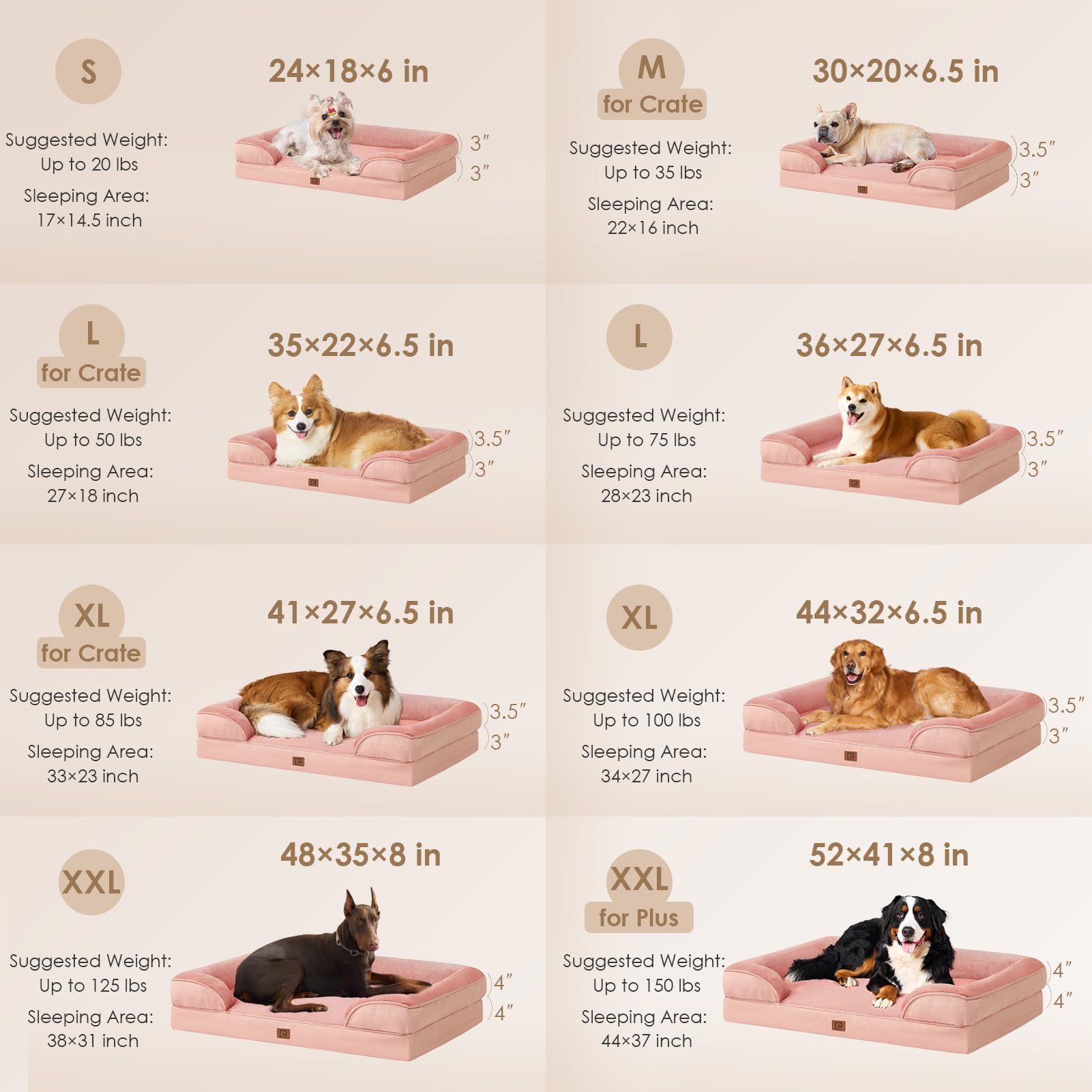Foto 3 pulgar | Cama Ortopédica Para Perros Eheyciga, Impermeable, Espuma Viscoelástica, Rosa Empolvado - Venta Internacional.