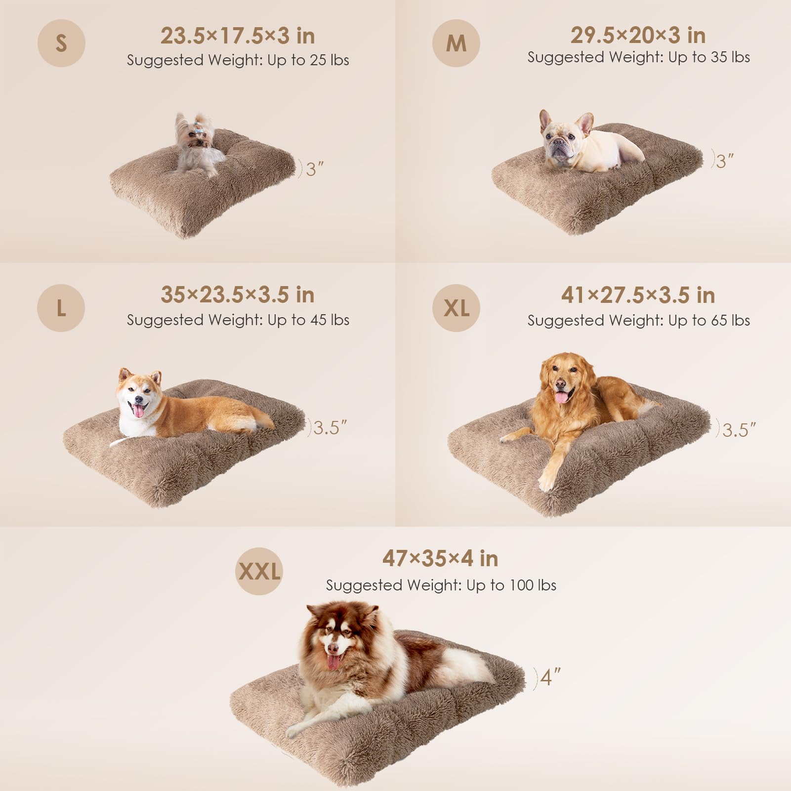 Foto 3 pulgar | Cama Para Perros Eheyciga, Mullida Y Esponjosa Para Perros Extra Grandes, Camello - Venta Internacional.