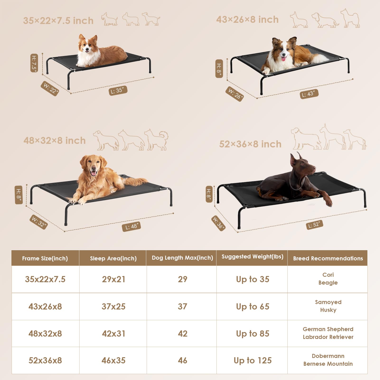 Foto 4 | Cuna Elevada Para Perros Eheyciga Para Perros Grandes De 35 A 125 Libras - Venta Internacional.