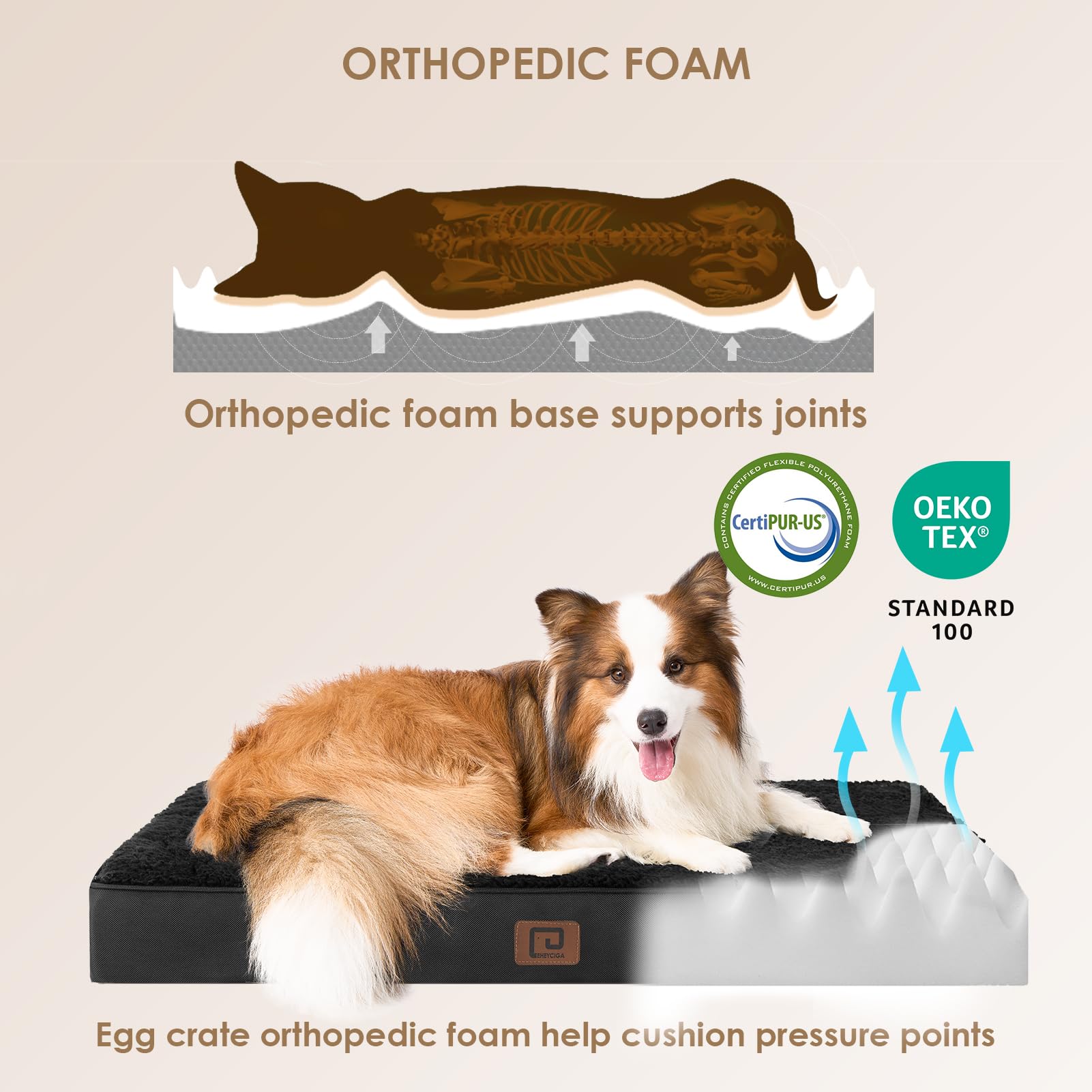 Foto 3 pulgar | Cama Ortopédica Para Perros Eheyciga Xl Para Perros Extragrandes, Color Negro - Venta Internacional.