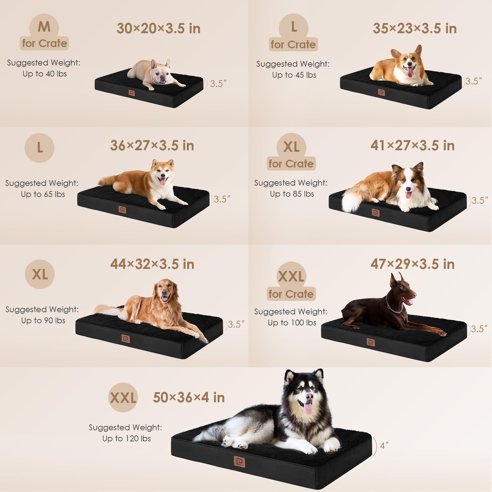 Foto 3 | Cama Ortopédica Para Perros Eheyciga Xl Para Perros Extragrandes, Color Negro - Venta Internacional.
