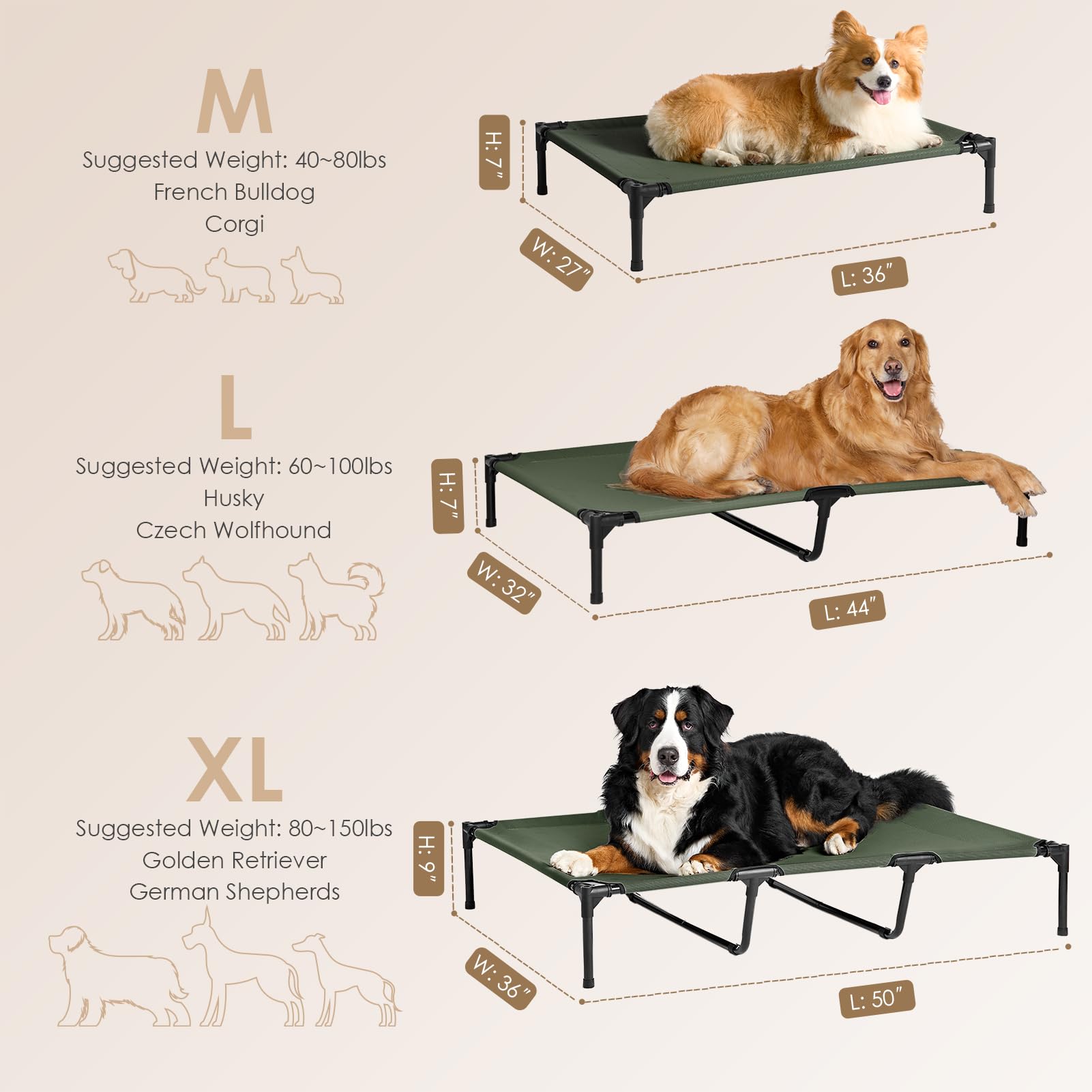 Foto 5 pulgar | Cuna Elevada Para Perros Eheyciga De 112 Cm Con Marco Para Perros Grandes - Venta Internacional.