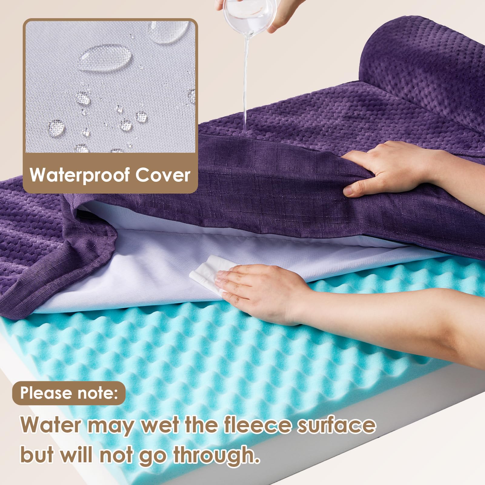 Foto 4 pulgar | Cama Ortopédica De Espuma Viscoelástica Para Perros Medianos Eheyciga, Color Morado - Venta Internacional.