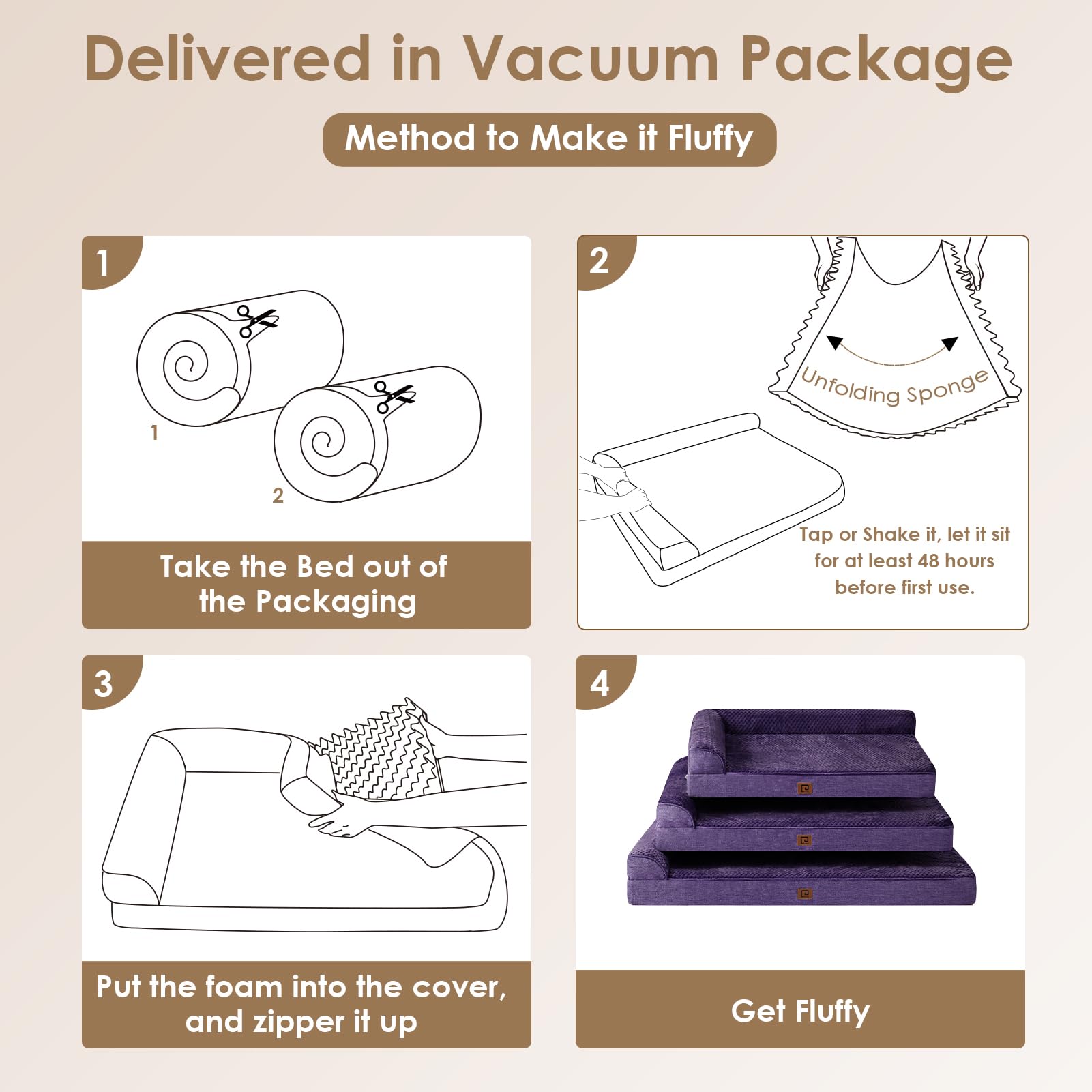 Foto 8 pulgar | Cama Ortopédica De Espuma Viscoelástica Para Perros Medianos Eheyciga, Color Morado - Venta Internacional.