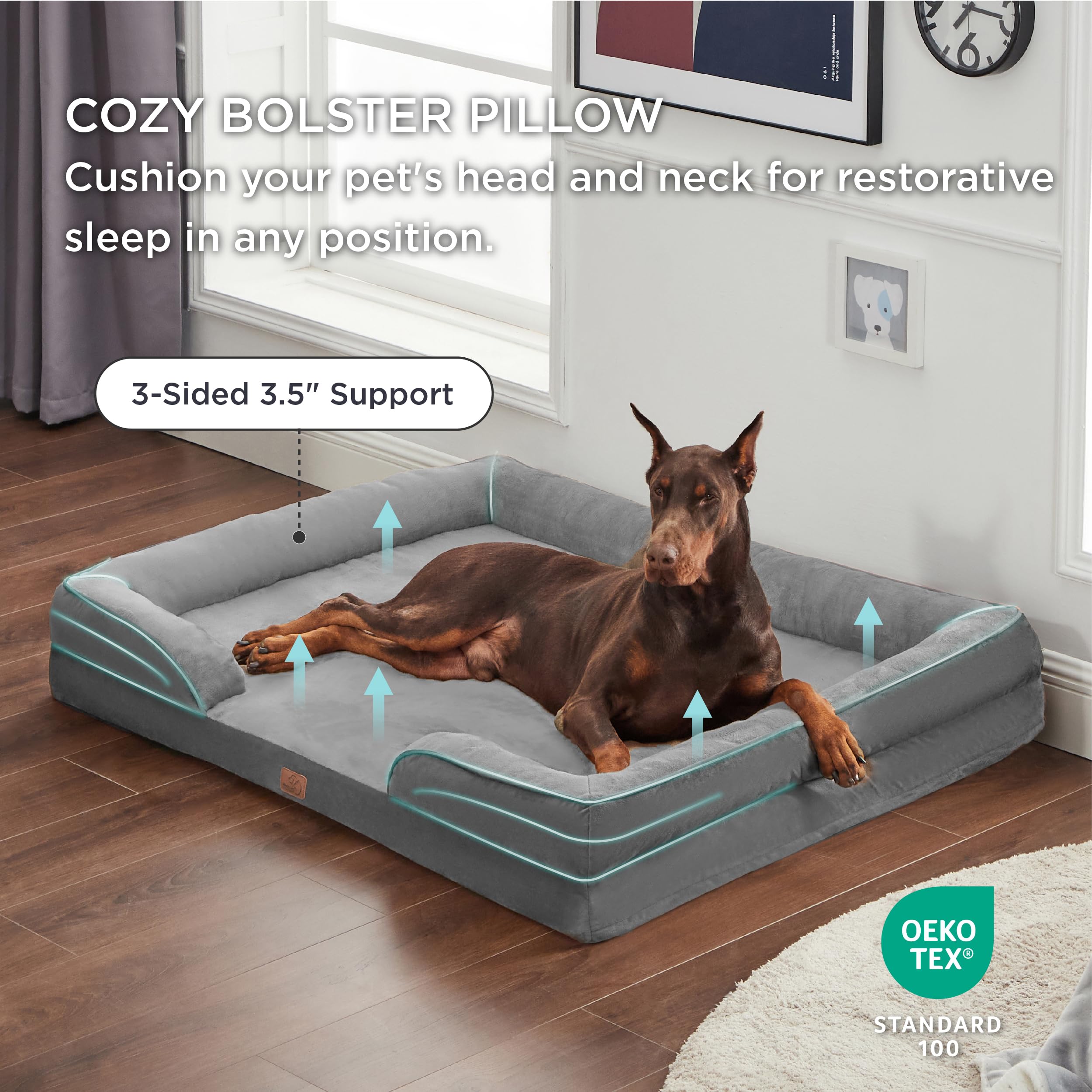 Foto 4 | Cama Ortopédica Para Perros Gigantes, Tamaño Xxl, Lavable, Para Perros Gigantes, Color Gris - Venta Internacional.