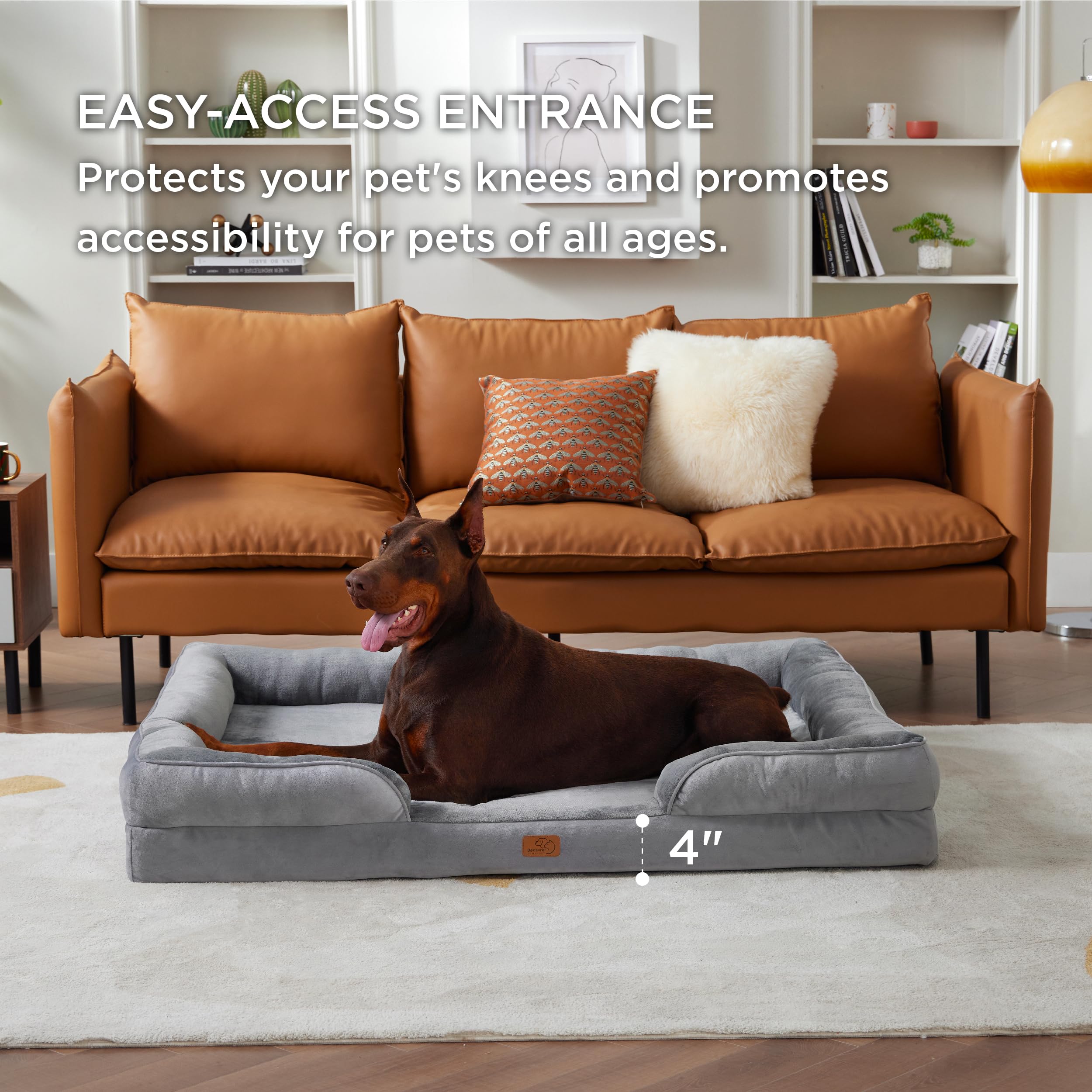 Foto 6 pulgar | Cama Ortopédica Para Perros Gigantes, Tamaño Xxl, Lavable, Para Perros Gigantes, Color Gris - Venta Internacional.