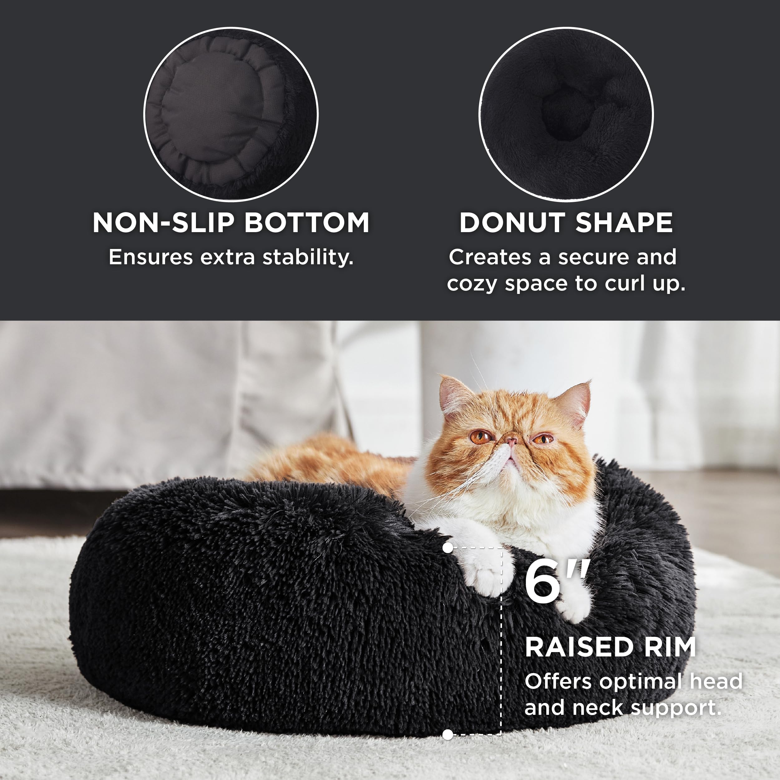 Foto 3 | Cama Calmante Para Mascotas Para Gatos De Interior, Pequeña, Negra, 15 Libras - Venta Internacional.
