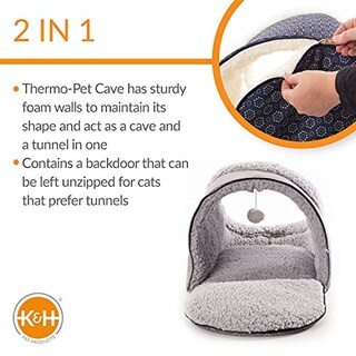 Foto 3 | Cama Para Gatos K&h Pet Products Thermo-pet Cave Heated Grey - Venta Internacional.
