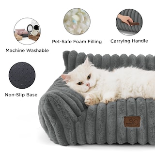 Foto 5 | Sofá Para Mascotas, Bonito Sofá Con Forma De Gato, Forro Polar De Pana, Gris - Venta Internacional.