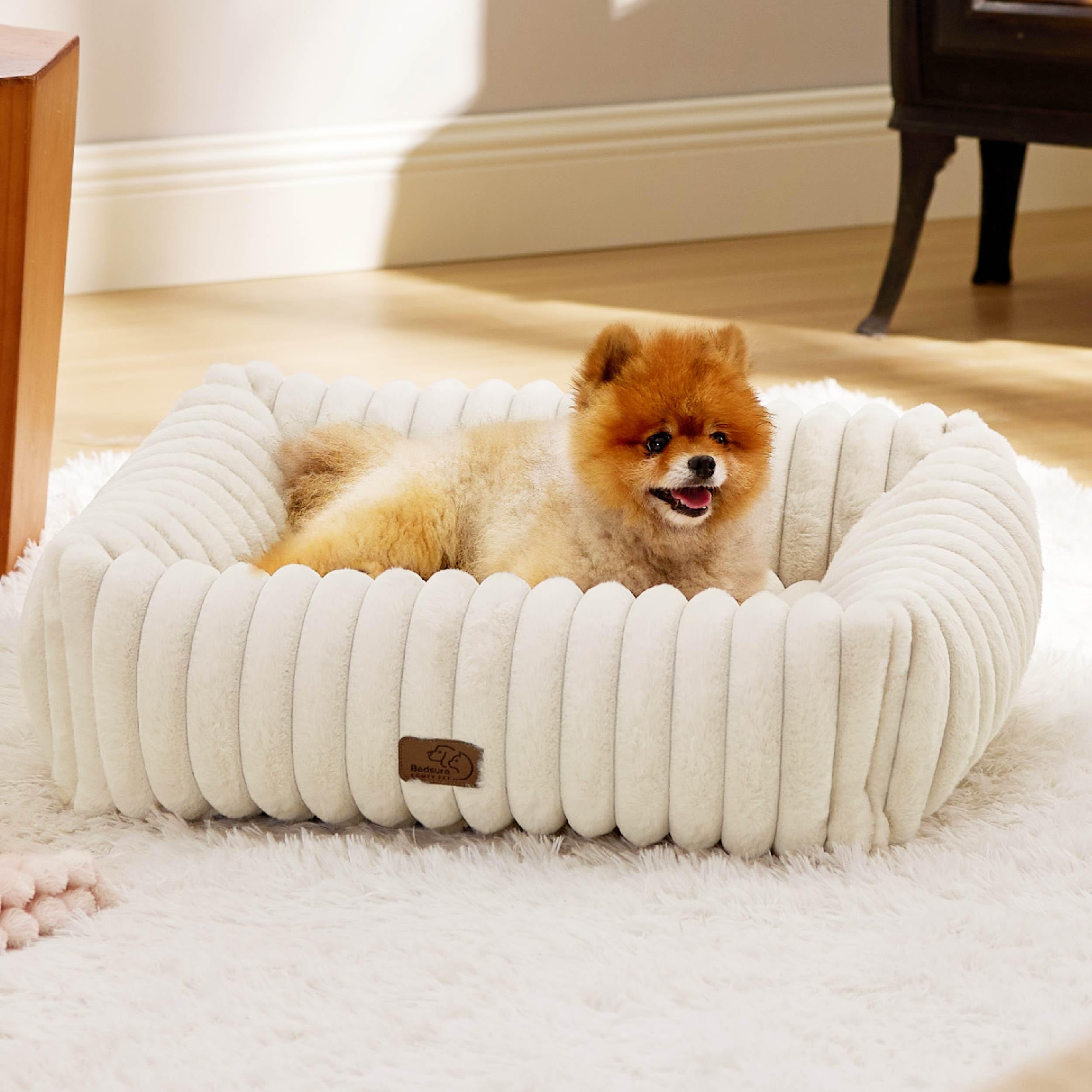 Foto 1 | Cama Para Perro, Bonita, Lavable, Con Forro Polar De Pana Peluda, Color Crema - Venta Internacional.