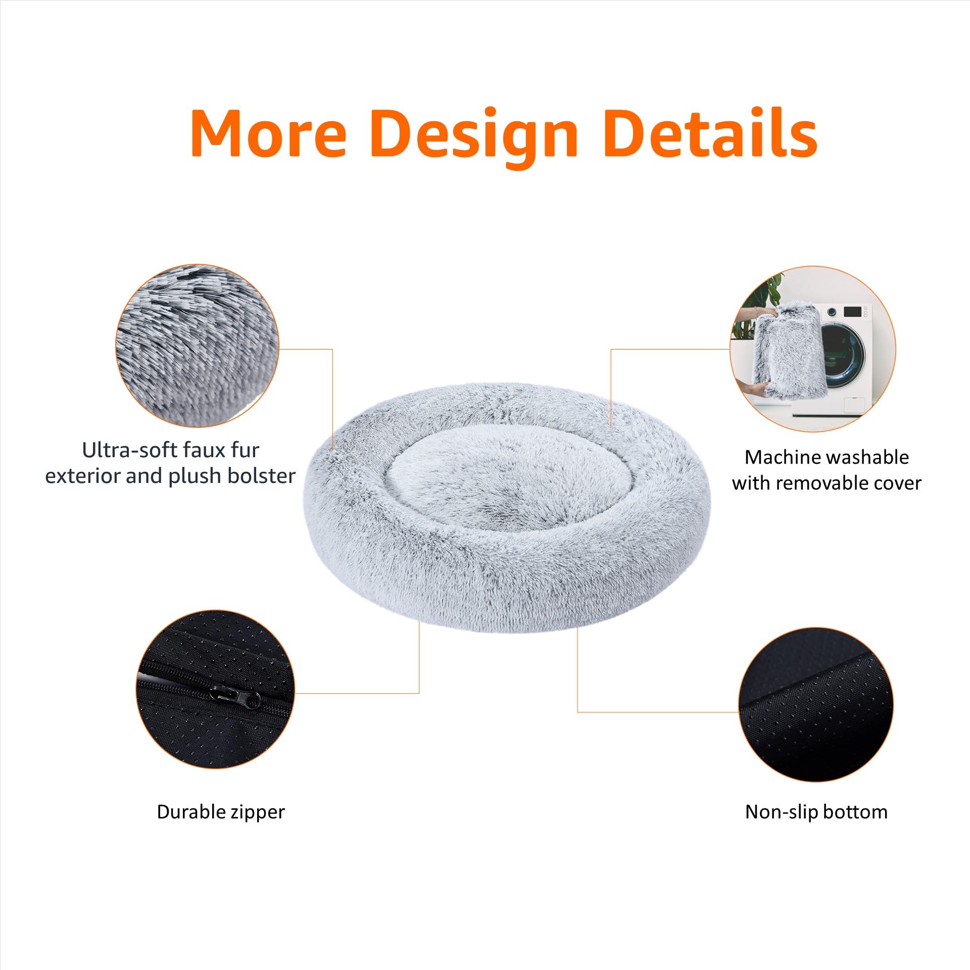 Foto 3 pulgar | Cama Para Mascotas Amazon Basics Donut De Piel Sintética Para Perro, Color Gris, 58 X 58 Cm - Venta Internacional.