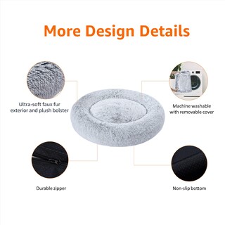 Foto 2 | Cama Para Mascotas Amazon Basics Donut De Piel Sintética Para Perro, Color Gris, 58 X 58 Cm - Venta Internacional.