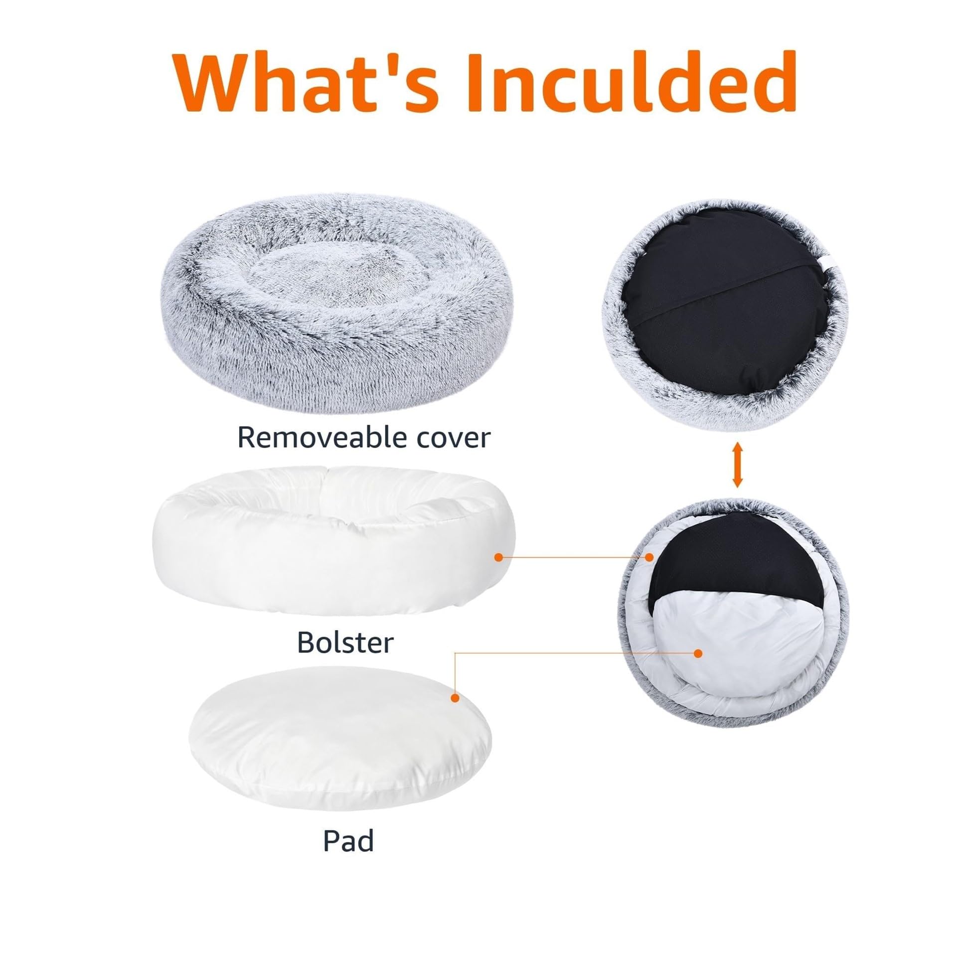 Foto 5 pulgar | Cama Para Mascotas Amazon Basics Donut De Piel Sintética Para Perro, Color Gris, 58 X 58 Cm - Venta Internacional.