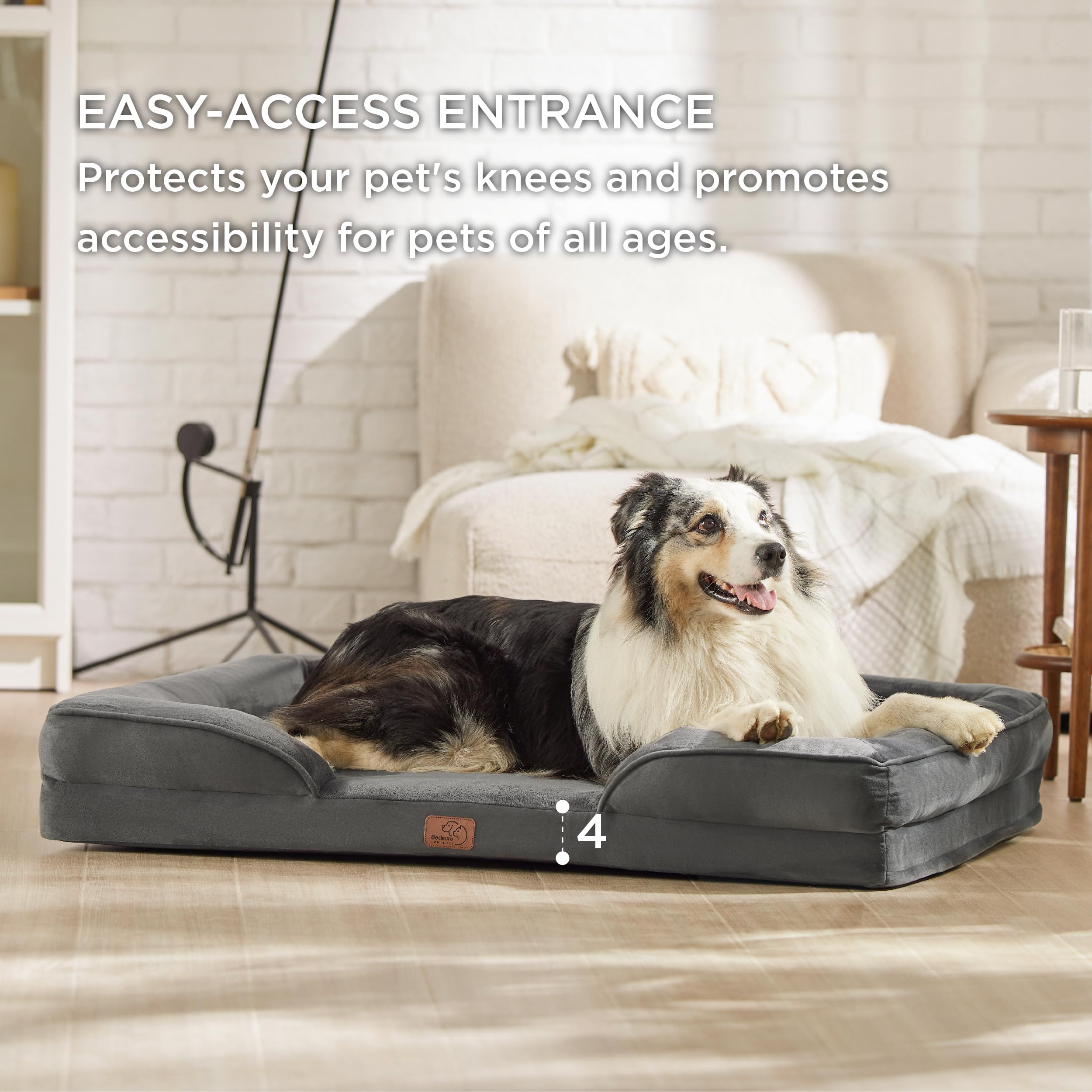 Foto 6 pulgar | Cama Para Perros Bedsure Orthopedic Xl Para Perros Extragrandes, Color Gris Oscuro - Venta Internacional.
