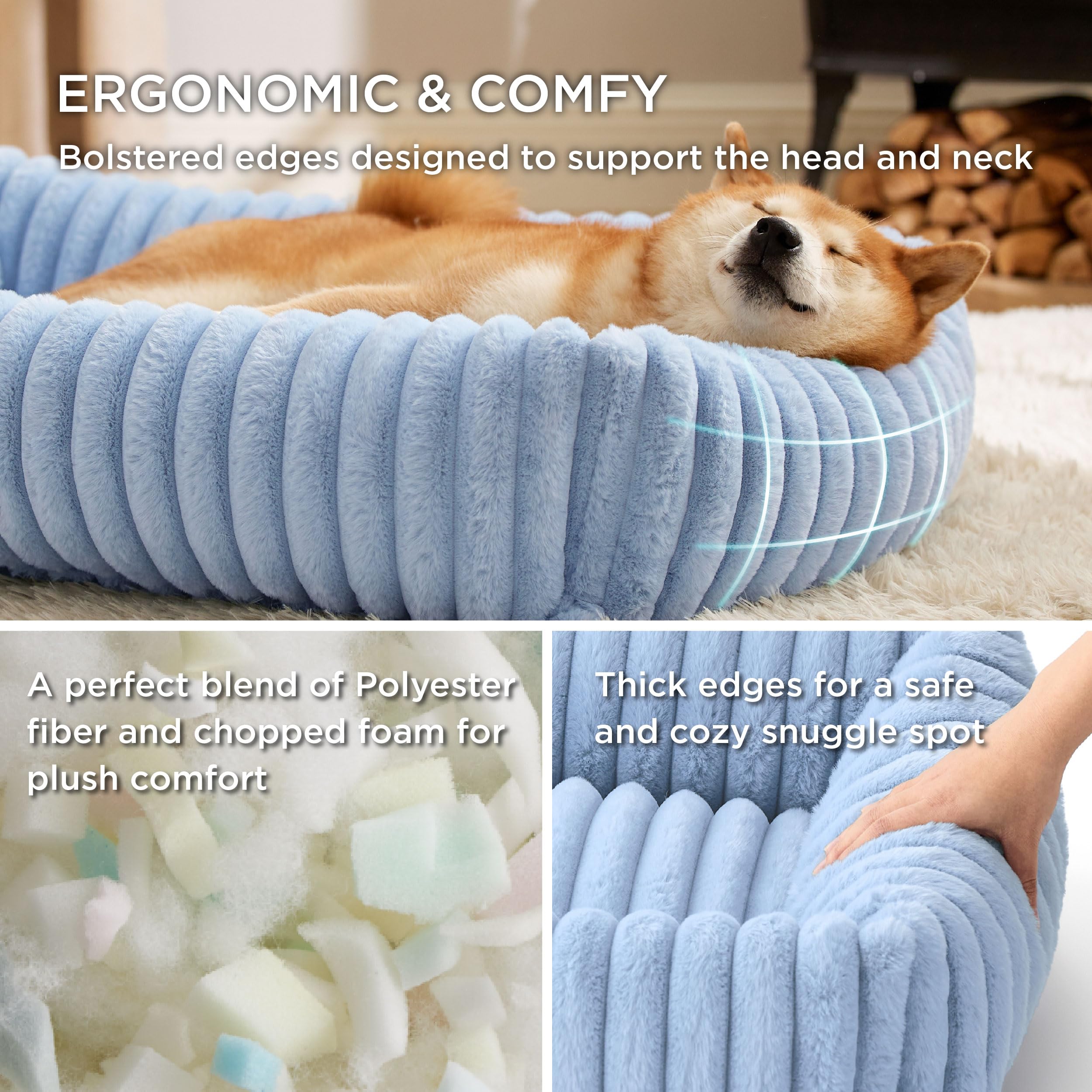 Foto 3 pulgar | Cama Para Perros, Lavable, Ortopédica, Forro Polar De Pana, Azul - Venta Internacional.