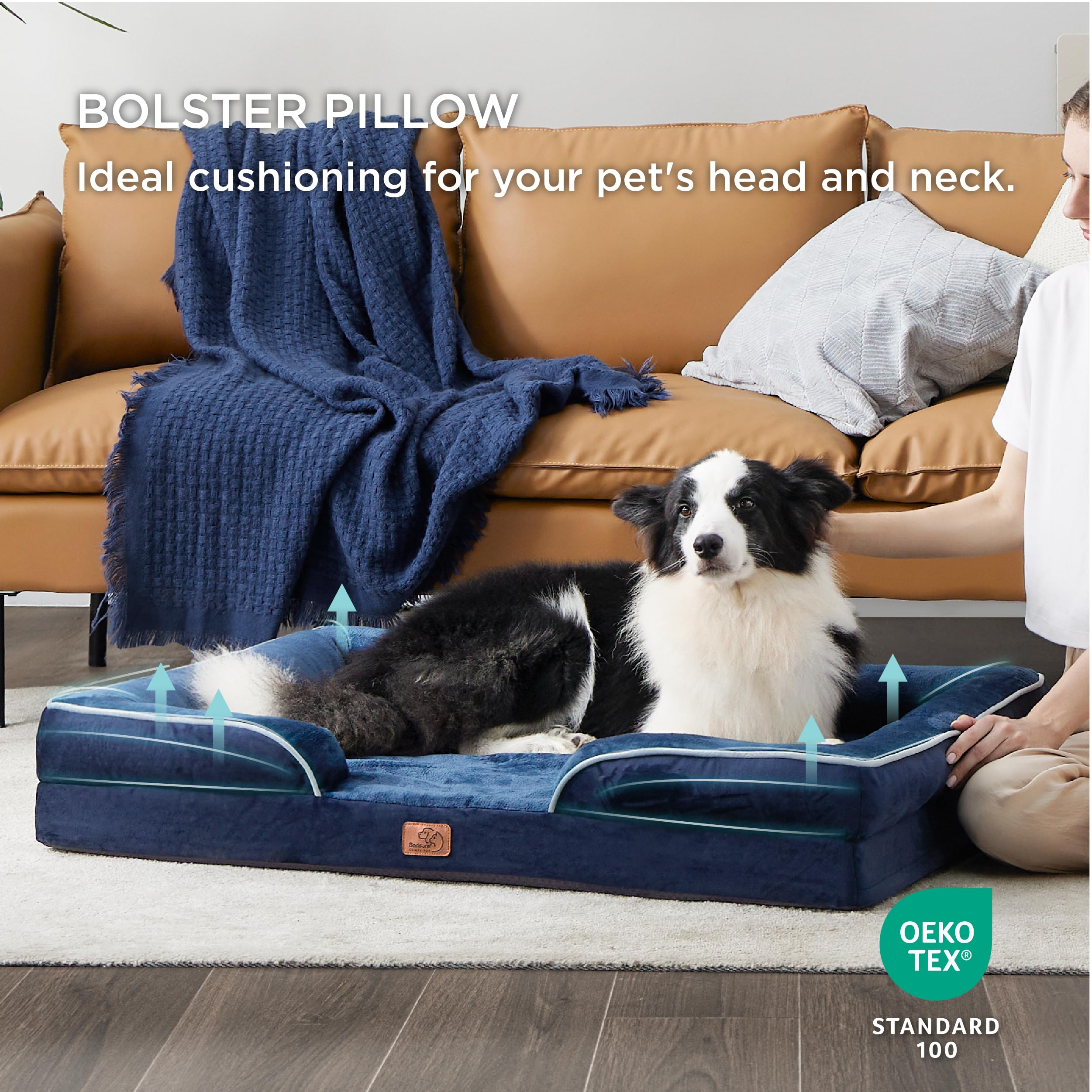 Foto 5 pulgar | Cama Ortopédica Para Perros Grandes, Impermeable, Azul Marino - Venta Internacional.