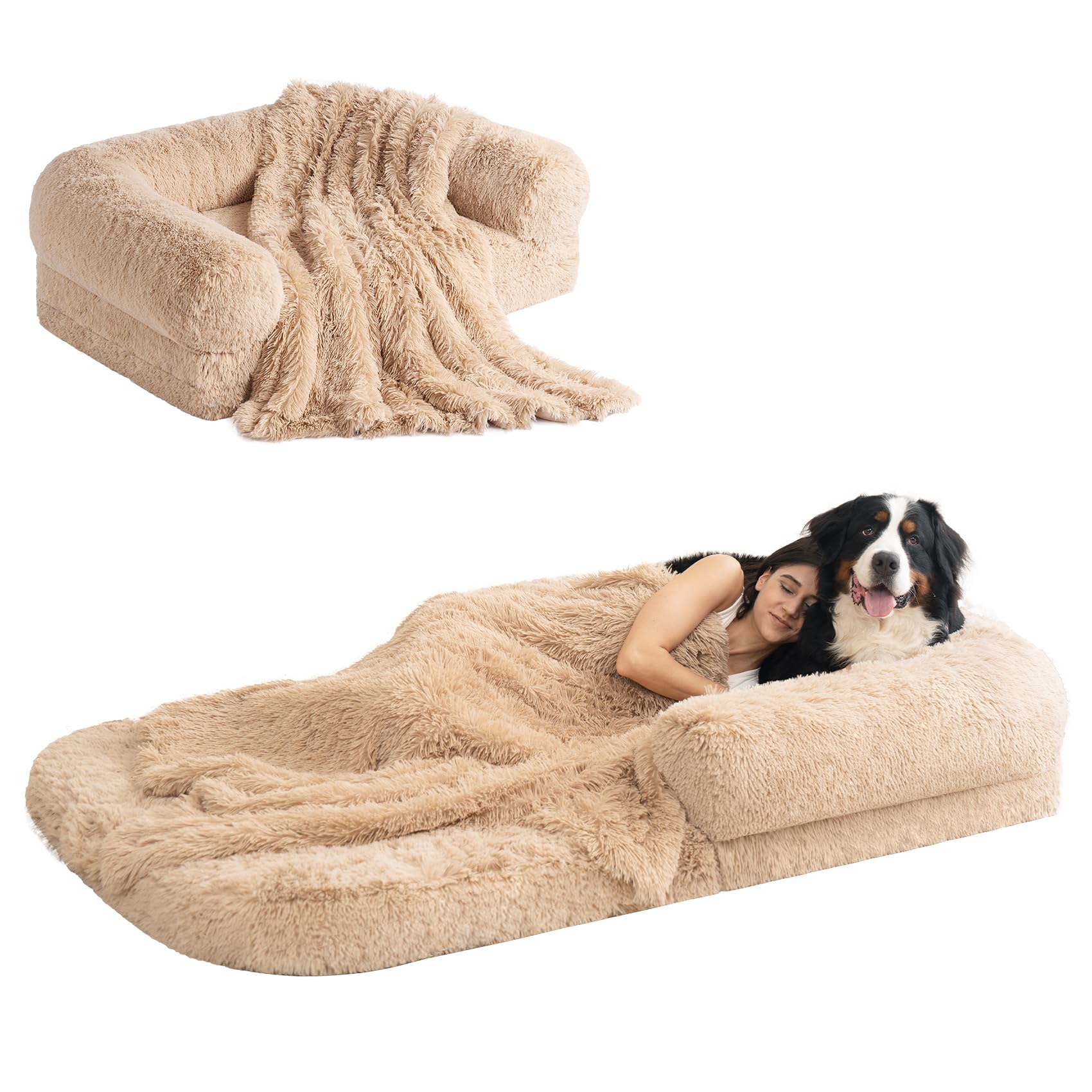 Foto 2 pulgar | Cama Para Perros Humanos Eheyciga, Ortopédica, Plegable, De Espuma Viscoelástica, Camel - Venta Internacional.